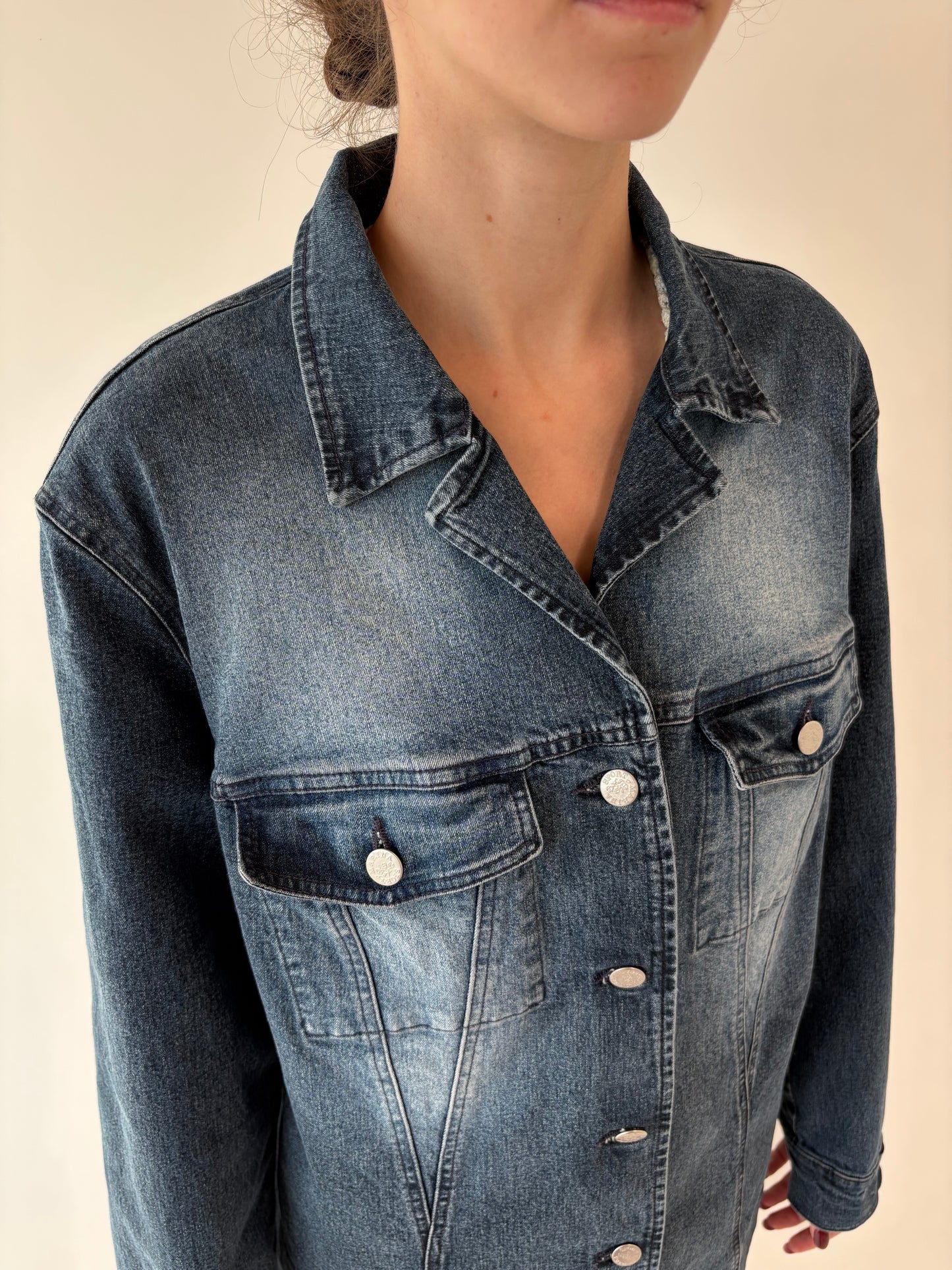 Geaca de brand luxury plus size Marina Rinaldi din jeans
