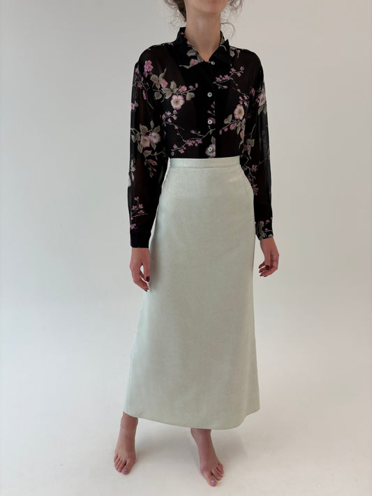 Fustă maxi sau full length de la business la seara din stofita perlata