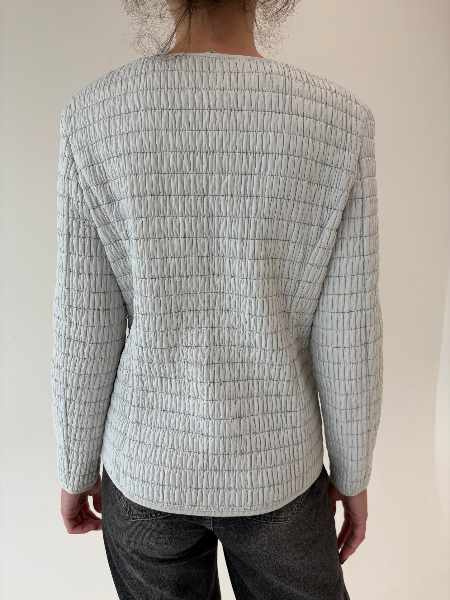 Jacheta premium italiană silver gray cambrata și matlasata impermeabilă