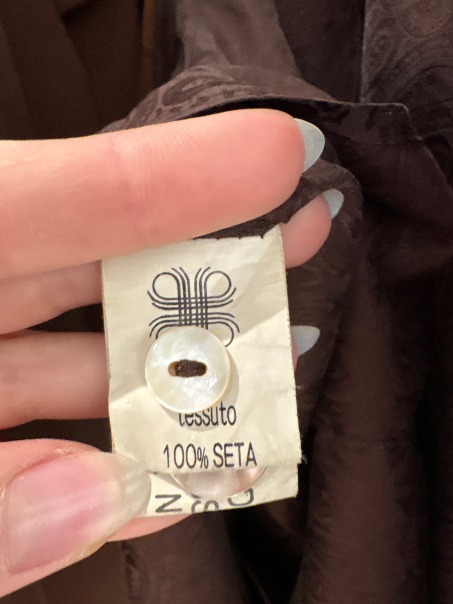 Cămașa chocolate brown din mătase naturală mată texturată