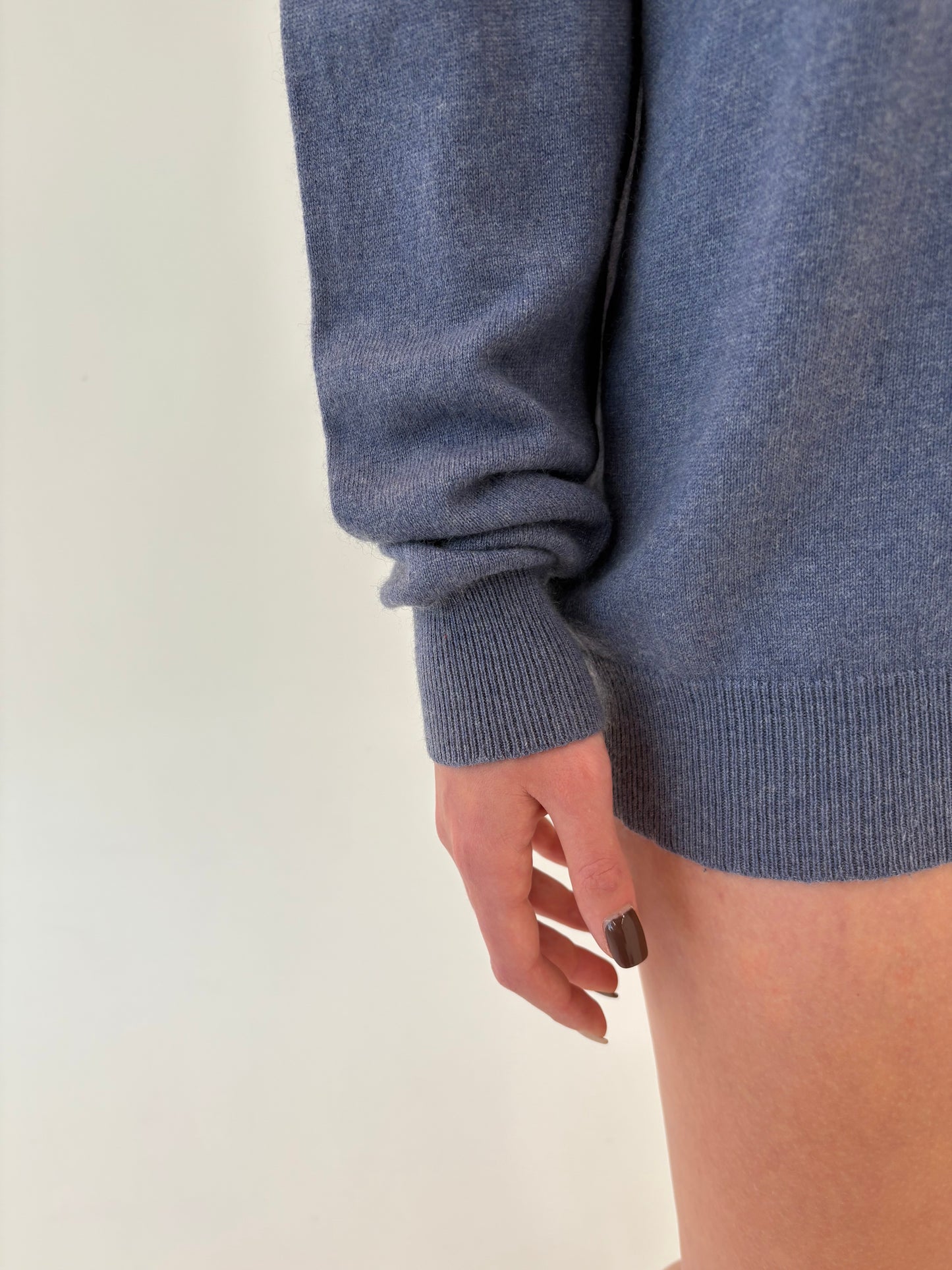 Maleta tall jeans blue din cașmir și mătase naturală