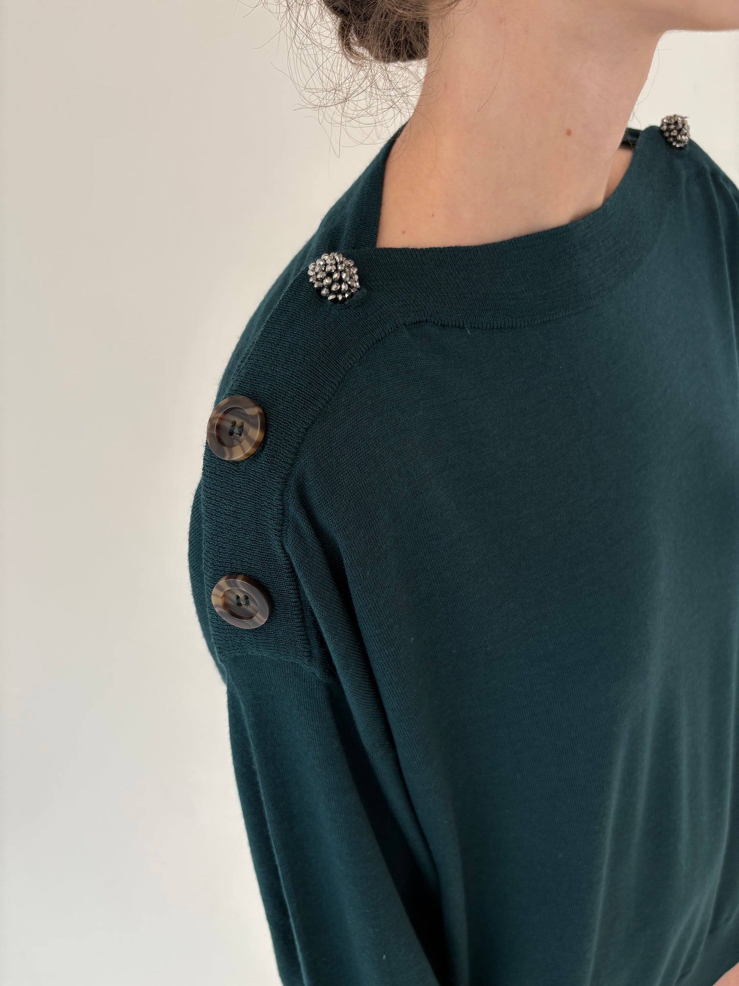 Pulover de brand super premium forest green cu mâneci ample