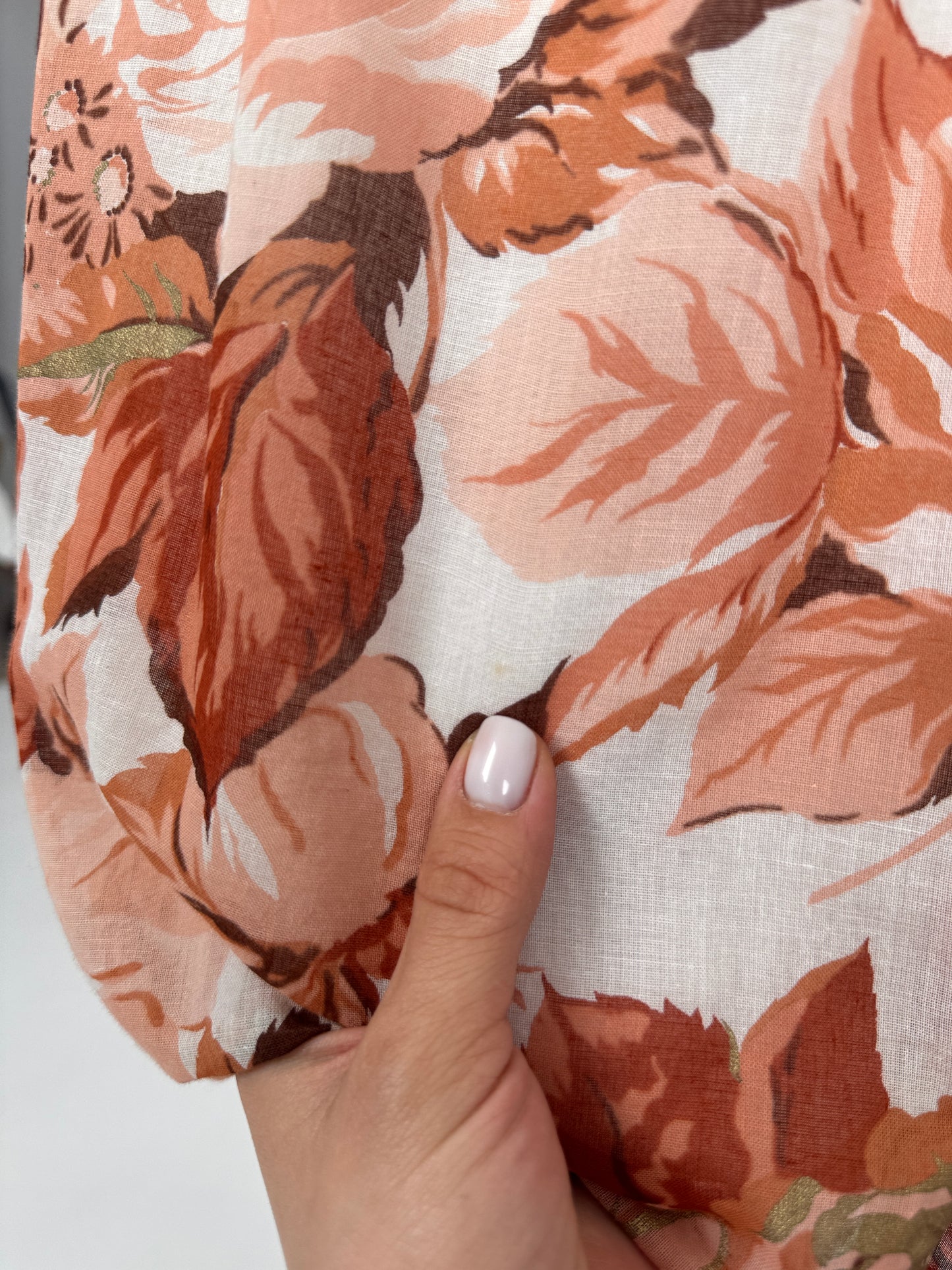 Fustă vintage din panzica de bumbac cu print floral superb