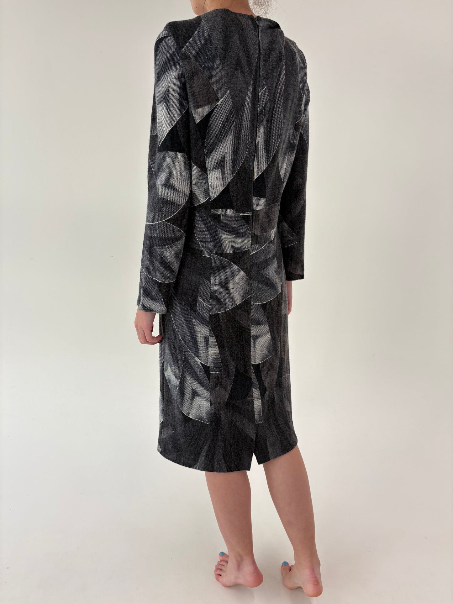 Rochie vintage în nuanțe de gri din lana extrafina