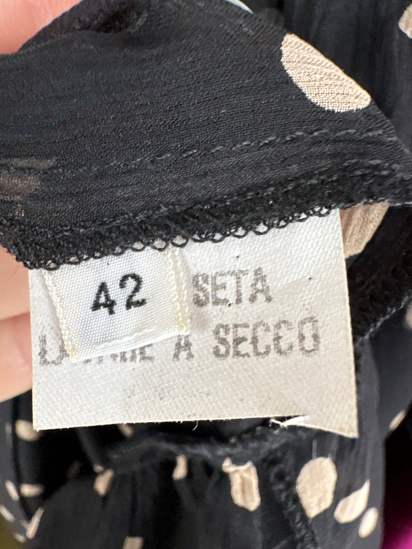 Fustă maxi neagra cu buline și volane din mătase naturală
