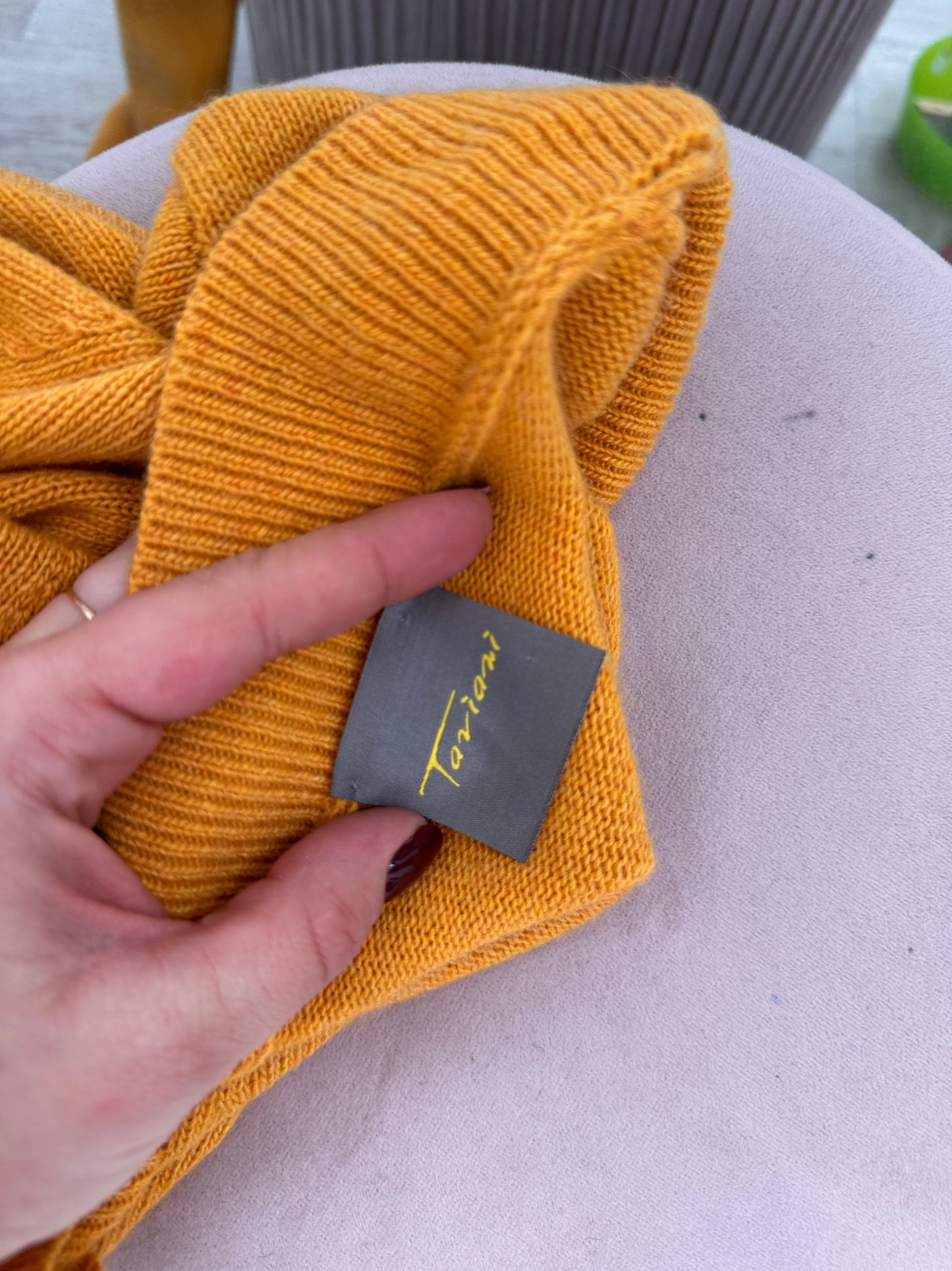 Cardigan italian amber yellow din lana extrafina cu cașmir