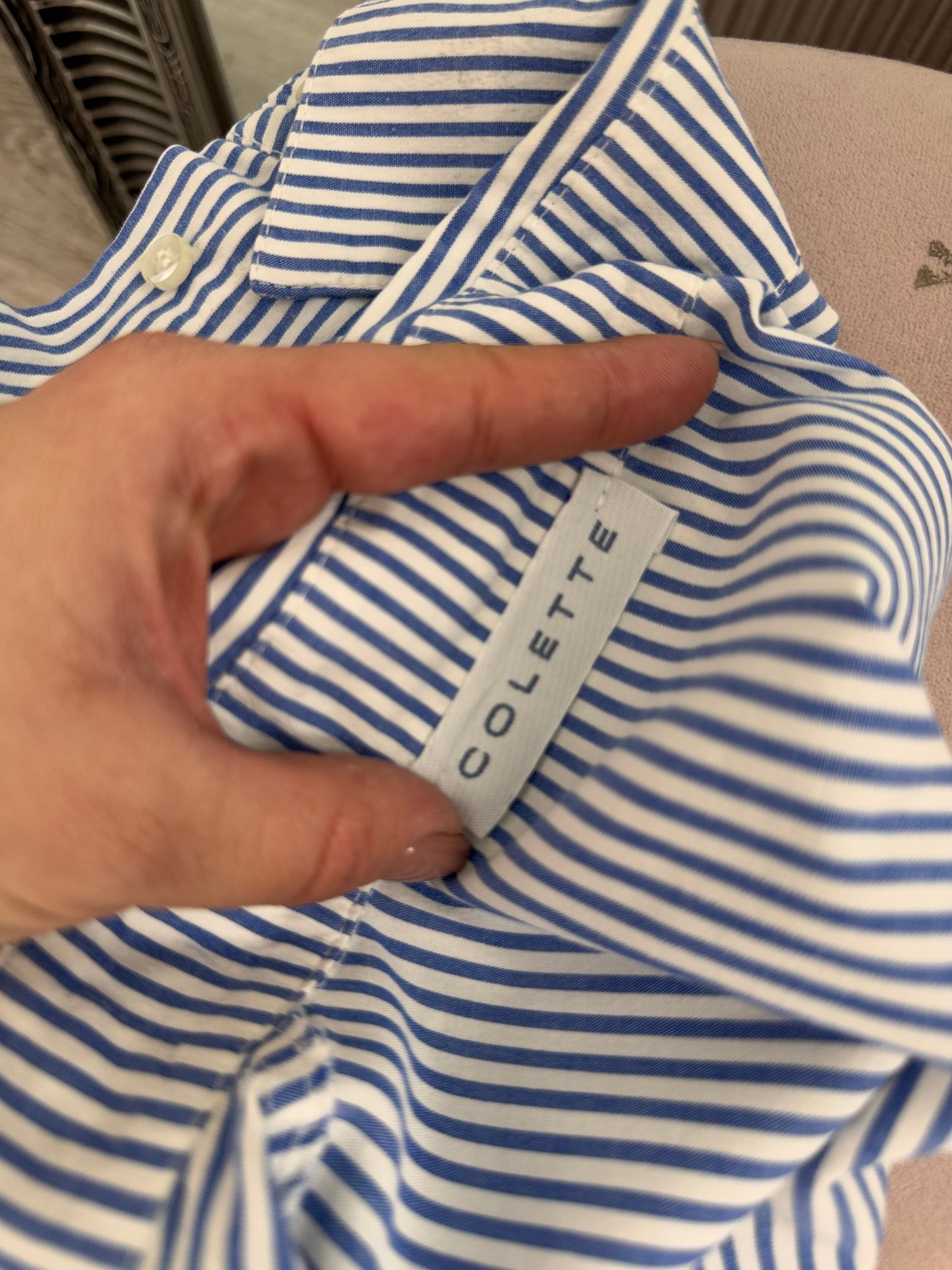 Cămașa cambrata cu dungi albastre din poplin premium de bumbac