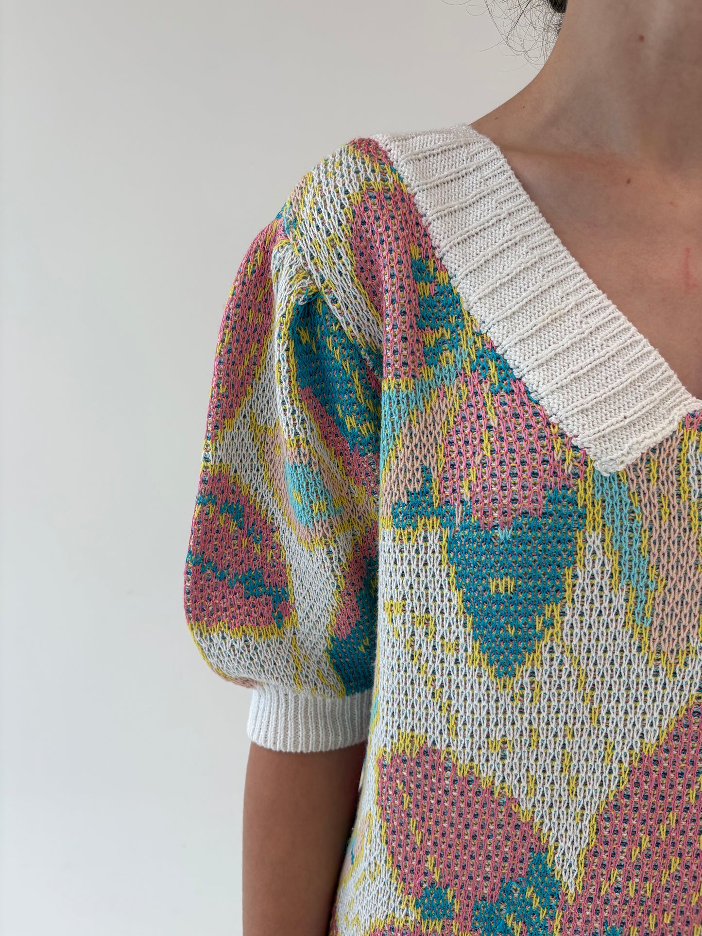 Top vintage excepțional din jerse dublu multiply în culori pudrate