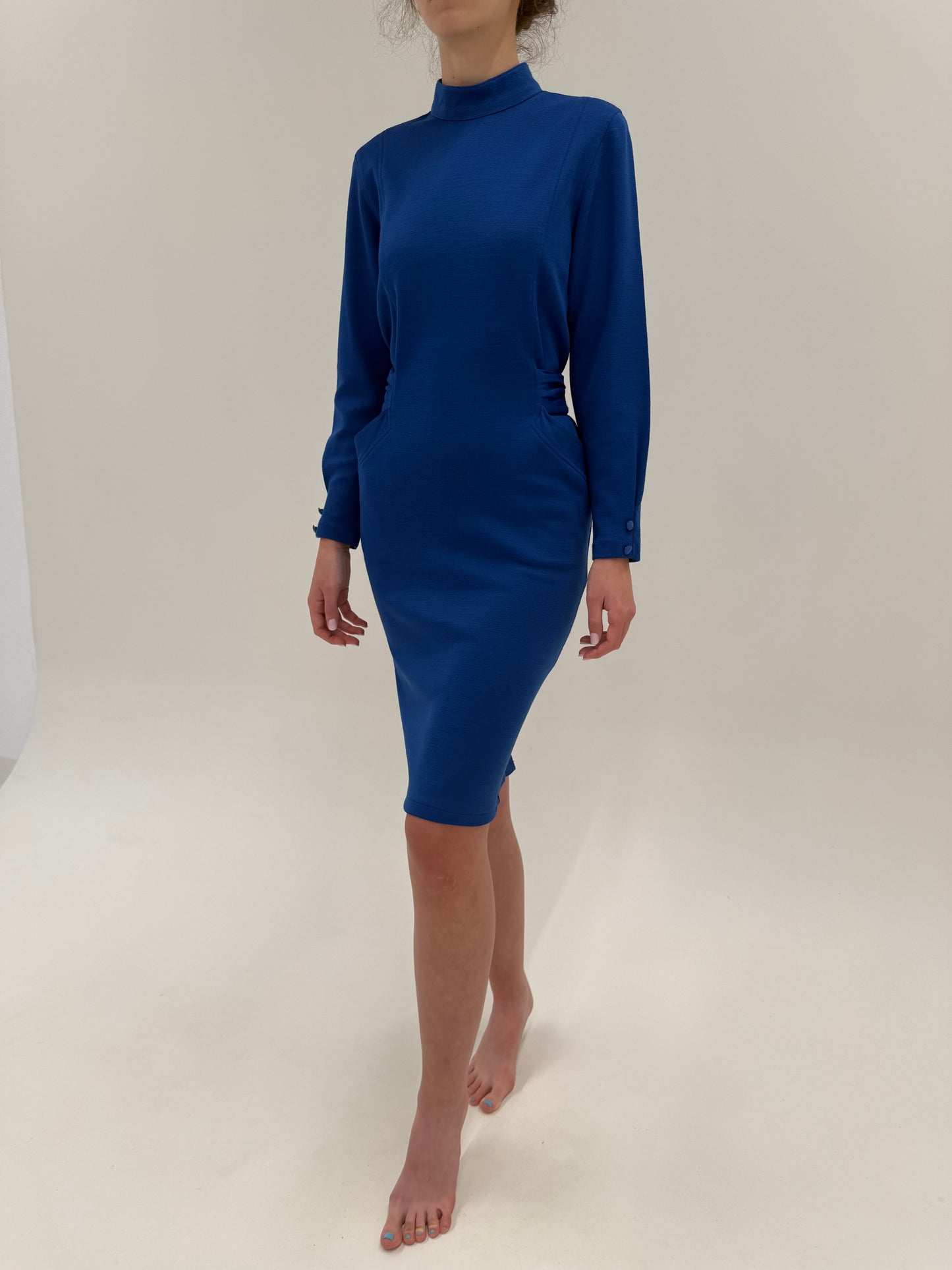 Rochie Old vintage anii 80 power dressing albastru cerneală