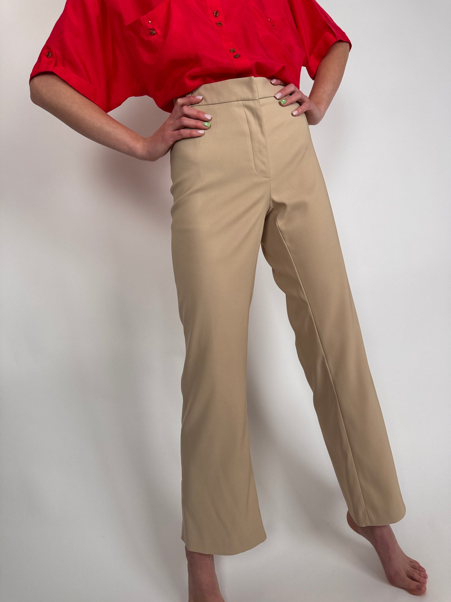 Pantaloni tall in croi drept camel tall ușor modelatori