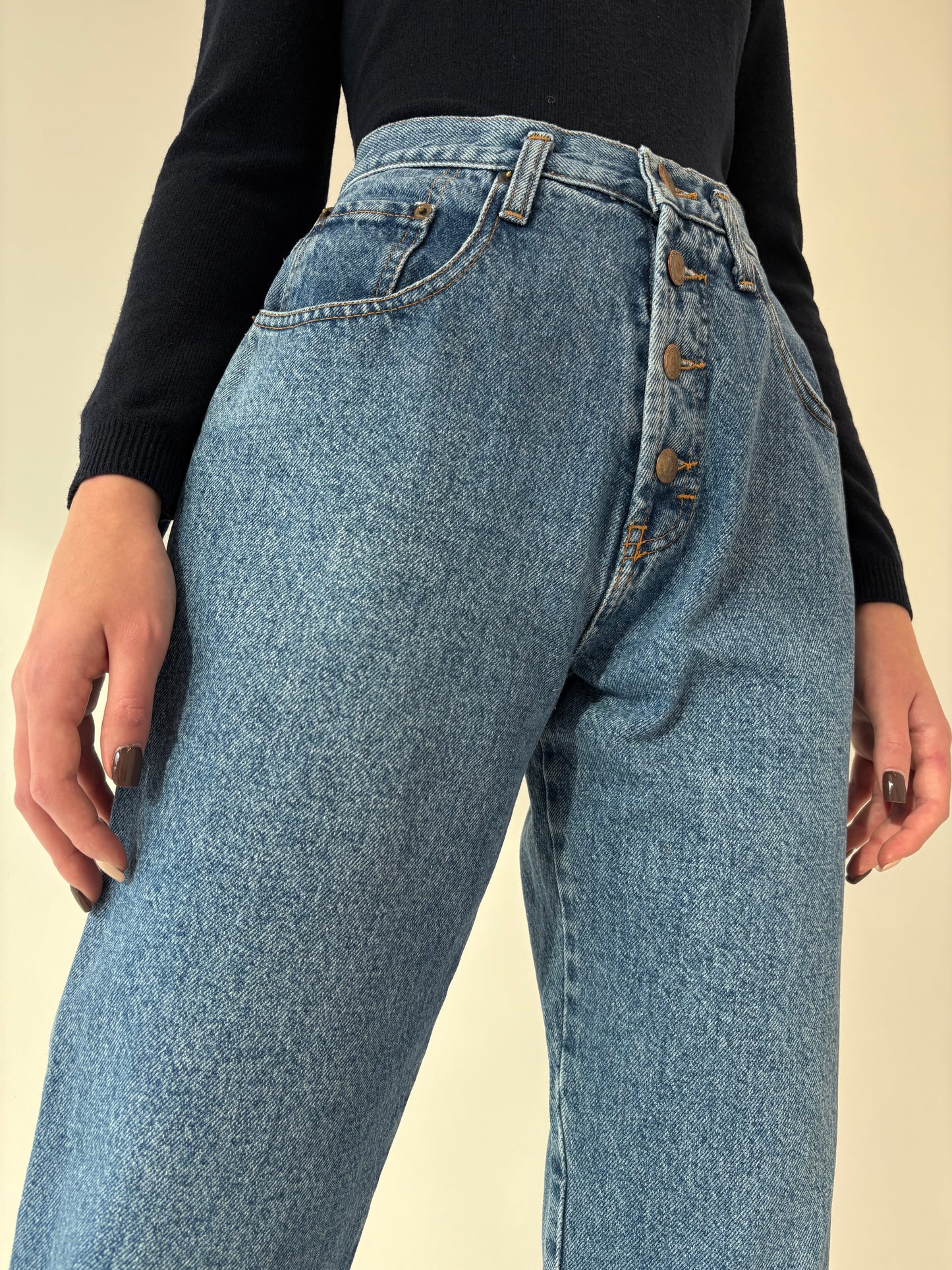 Jeans premium vintage cu talie ultra înaltă mom fit tall classic wash