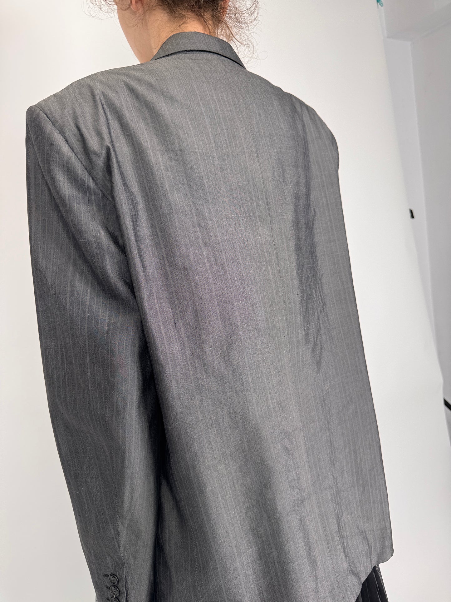 Sacou silver gray din mătase naturală