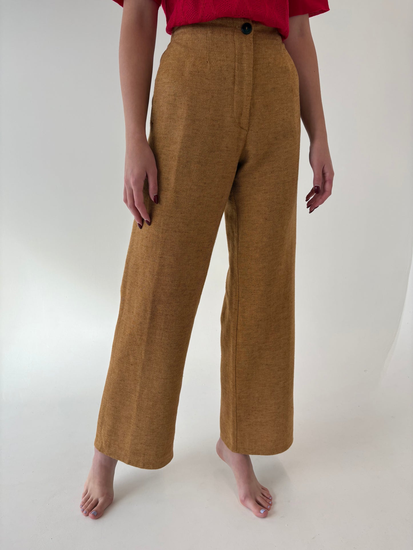 Pantaloni palazzo de brand luxury Pomandere dark camel