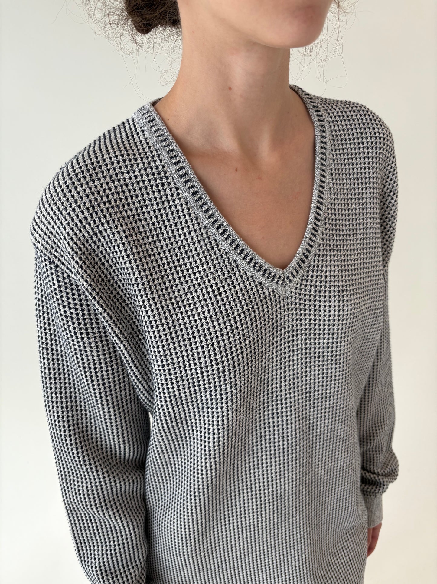 Pulover luxury tall italian in anchior din jerse texturat