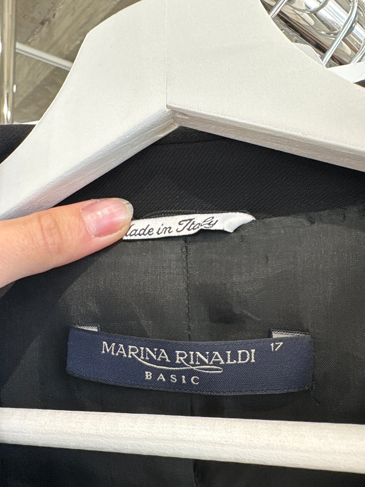 Sacou negru petite de brand luxury Marina Rinaldi din lana extafina de la zi la seară