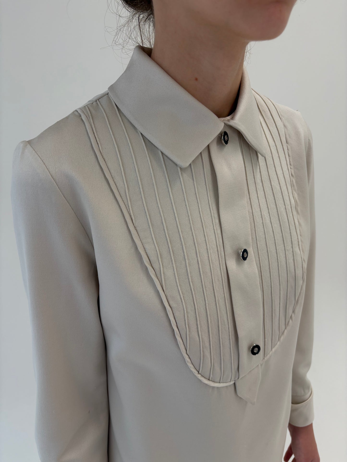Chemise tuxedo dress Old vintage anii 70 italiană de la business la seara