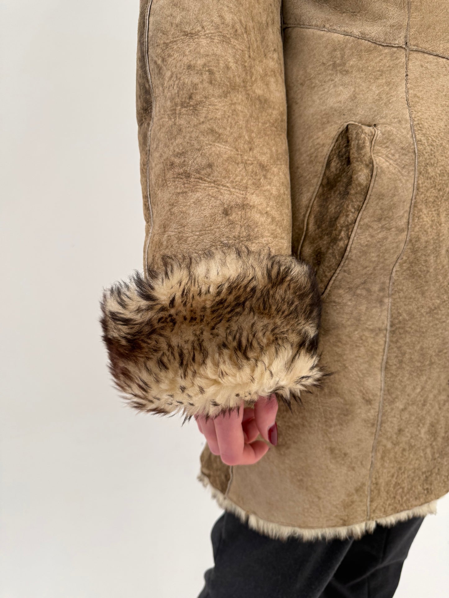 Blană naturală Shearling extrem de călduroasă tall cu efect antichizat