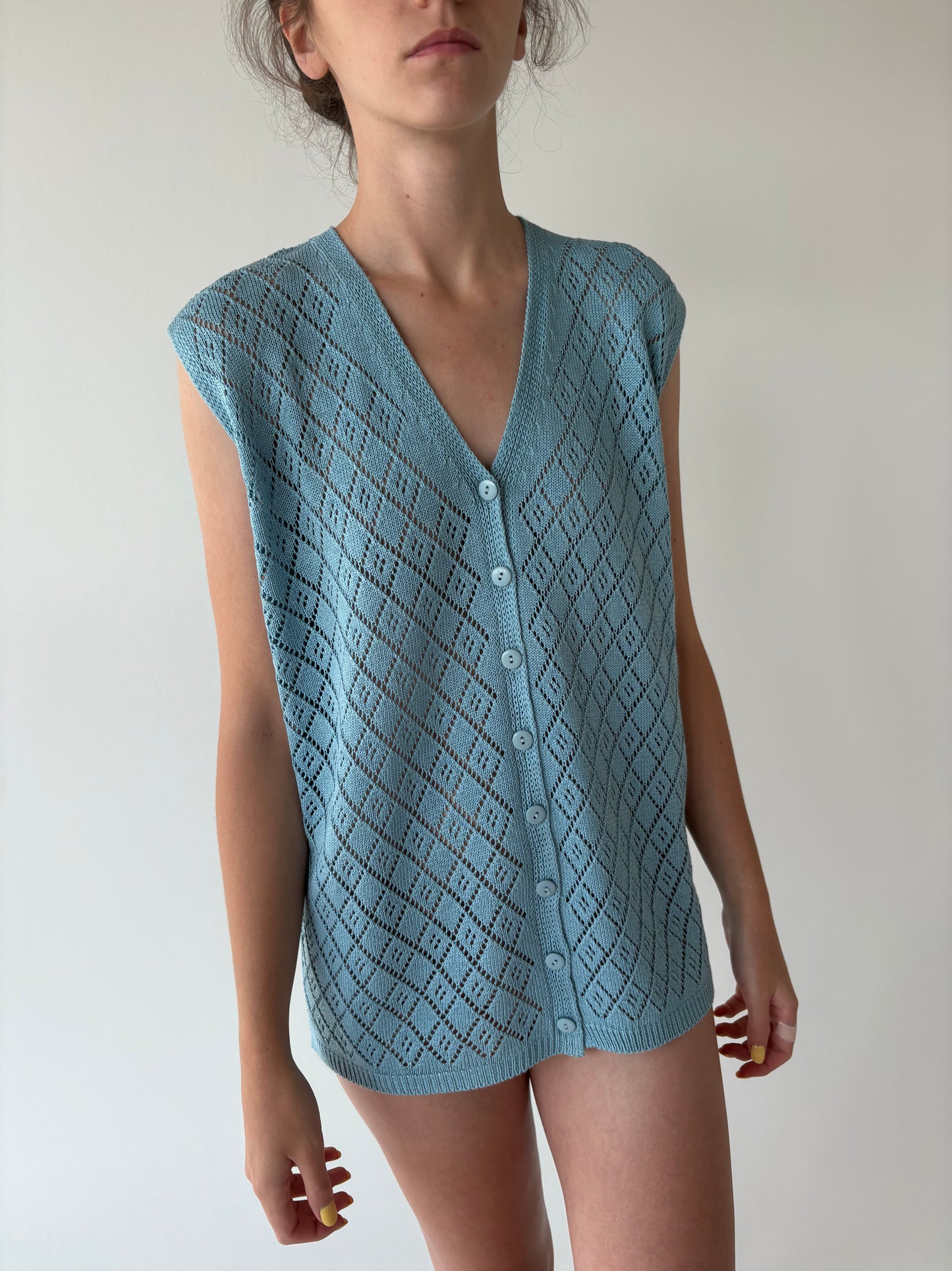 Top vintage italian dantelat baby blue