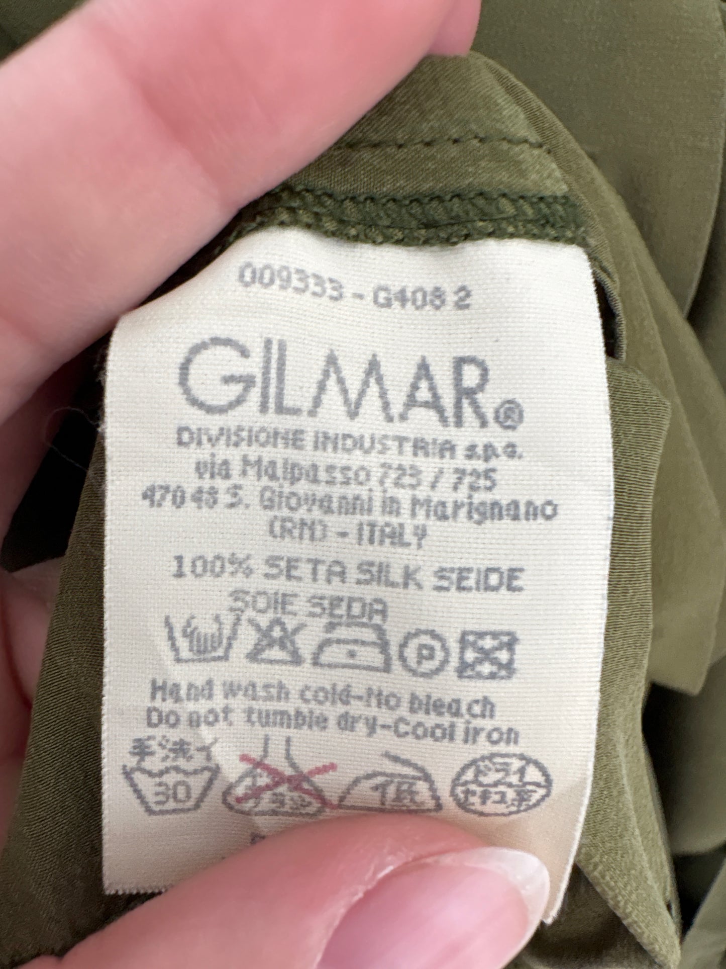 Rochie luxury Iceberg din mătase naturală kaki în croi amplu cu talie reglabilă
