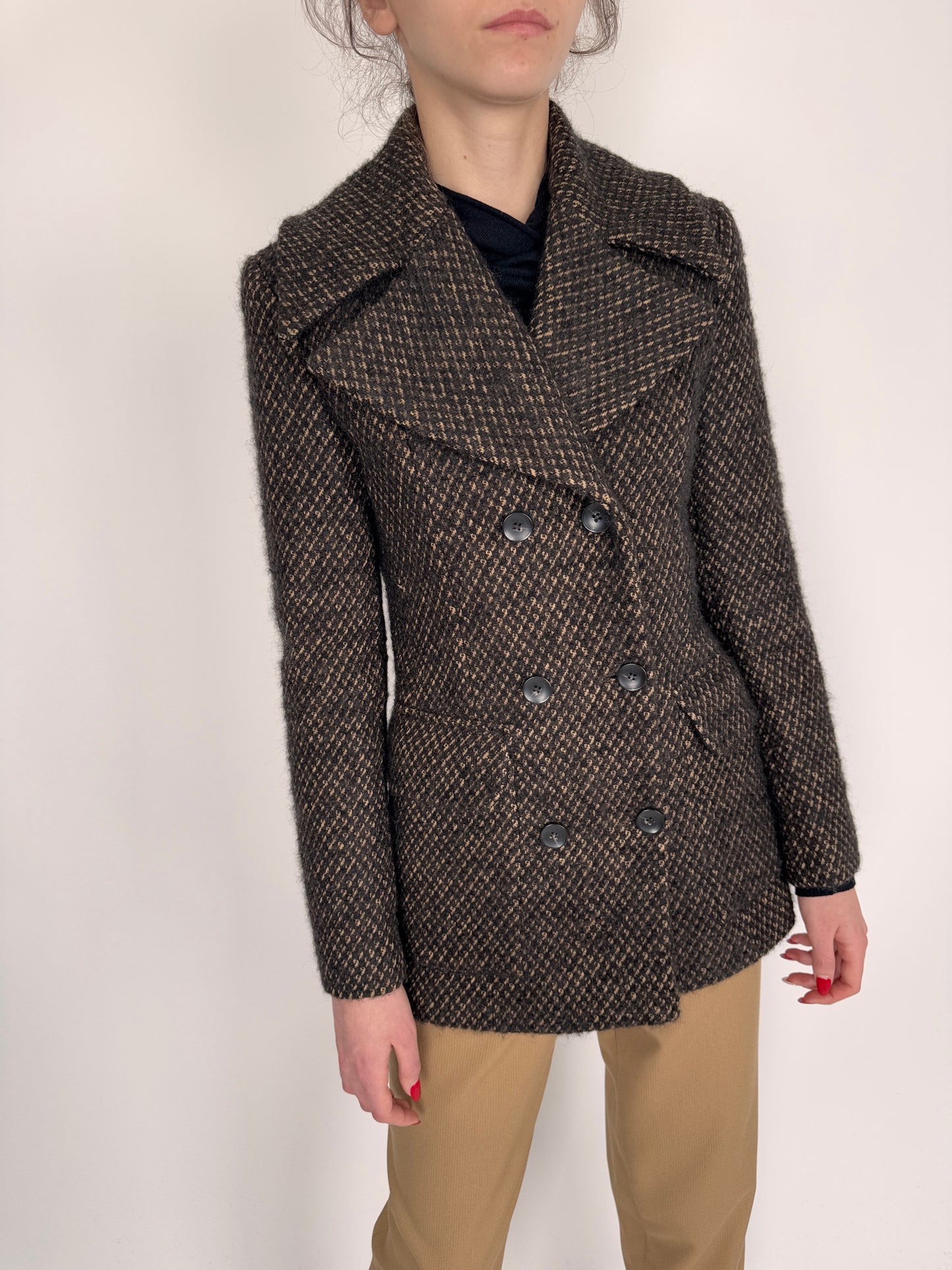 Jacheta de brand super premium italian din tweed gros de lana