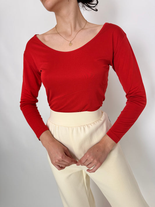 Bluză din jerse de mătase naturală roșu tare