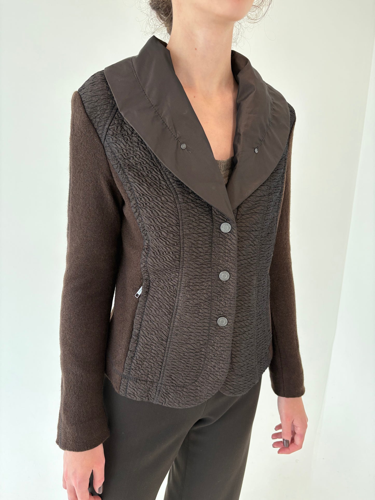 Sacou petite cambrat chocolate brown din boiled wool extra confort