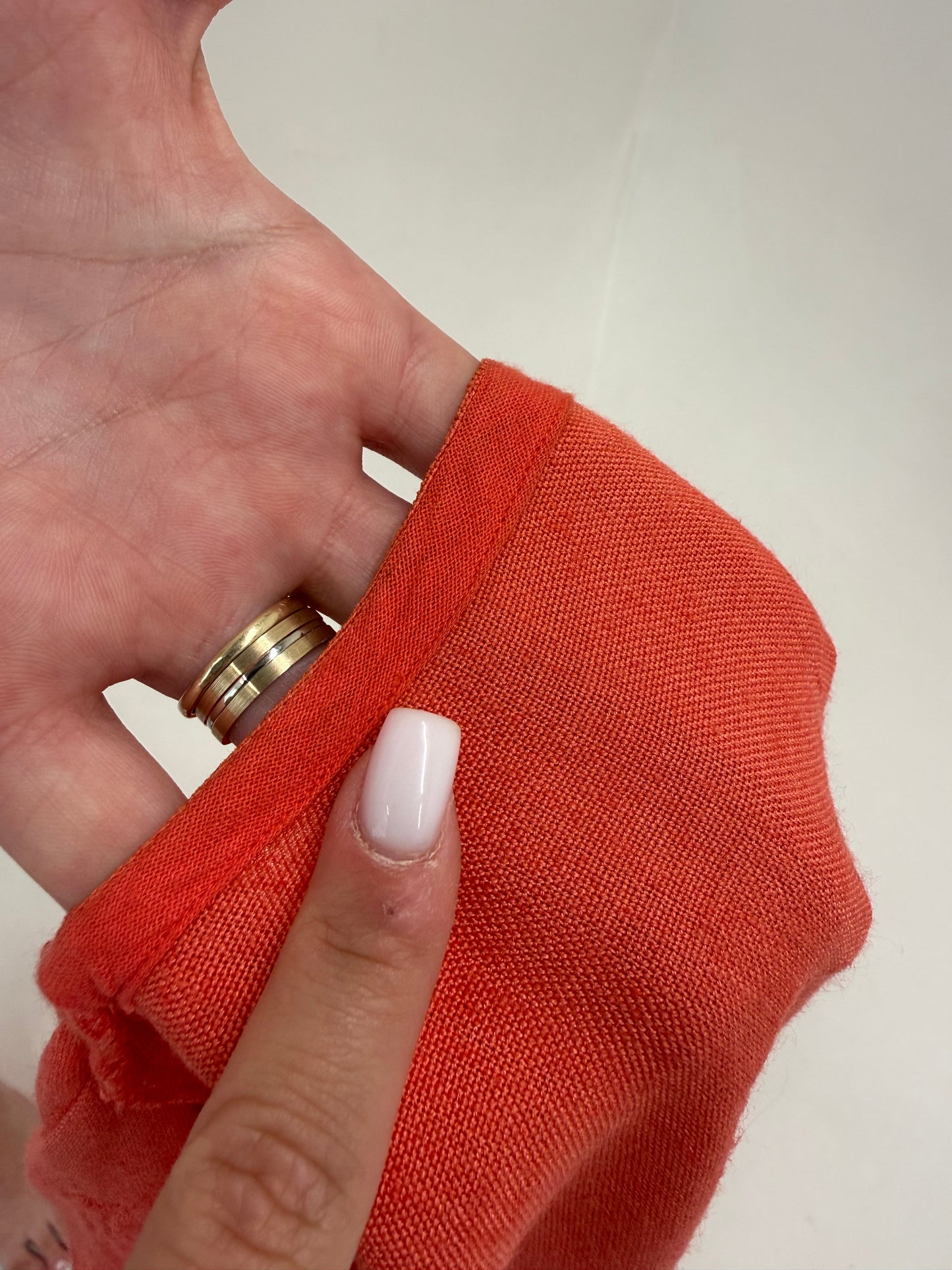 Blazer vintage din in salmon orange cu aplicații manuale perlute în croi oversized