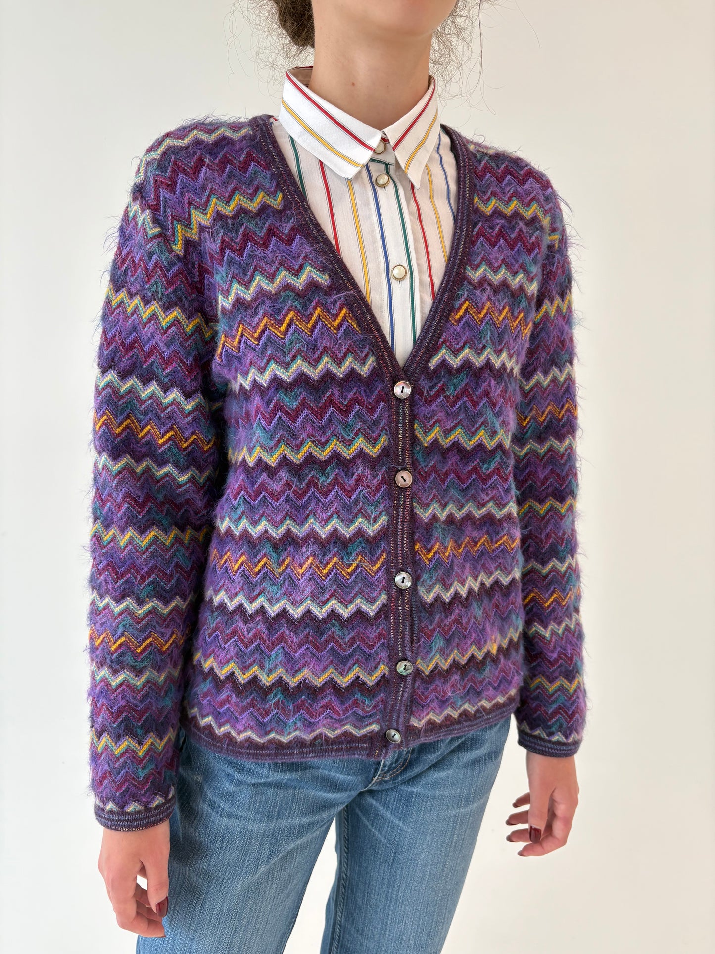 Cardigan vintage italian excepționali în stil Missoni din lana extrafina