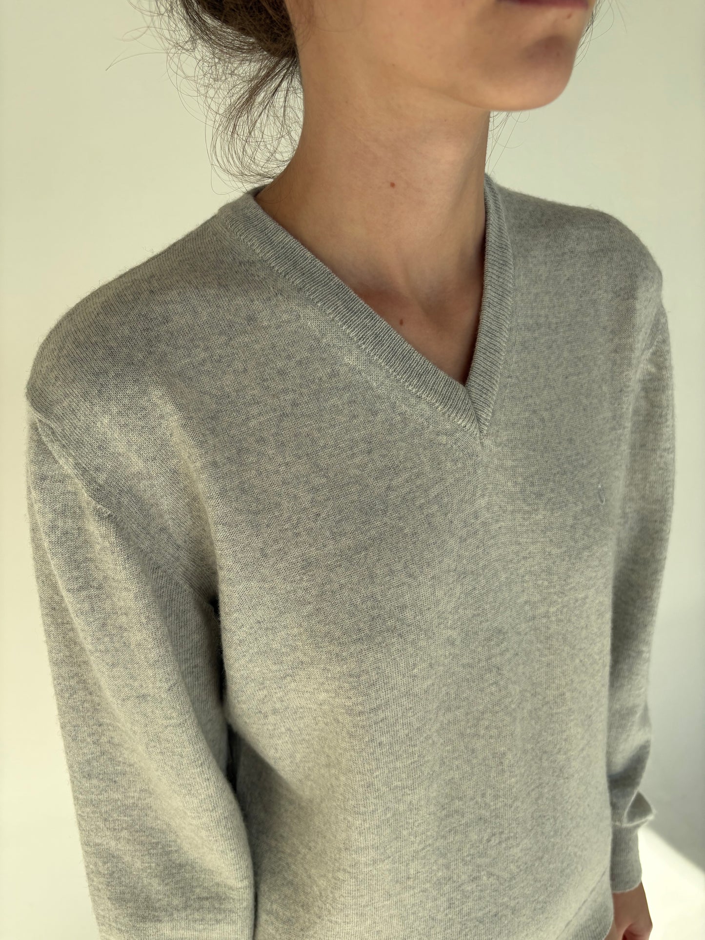 Pulover în anchior silver gray din lana merino extrafina de gramaj mare