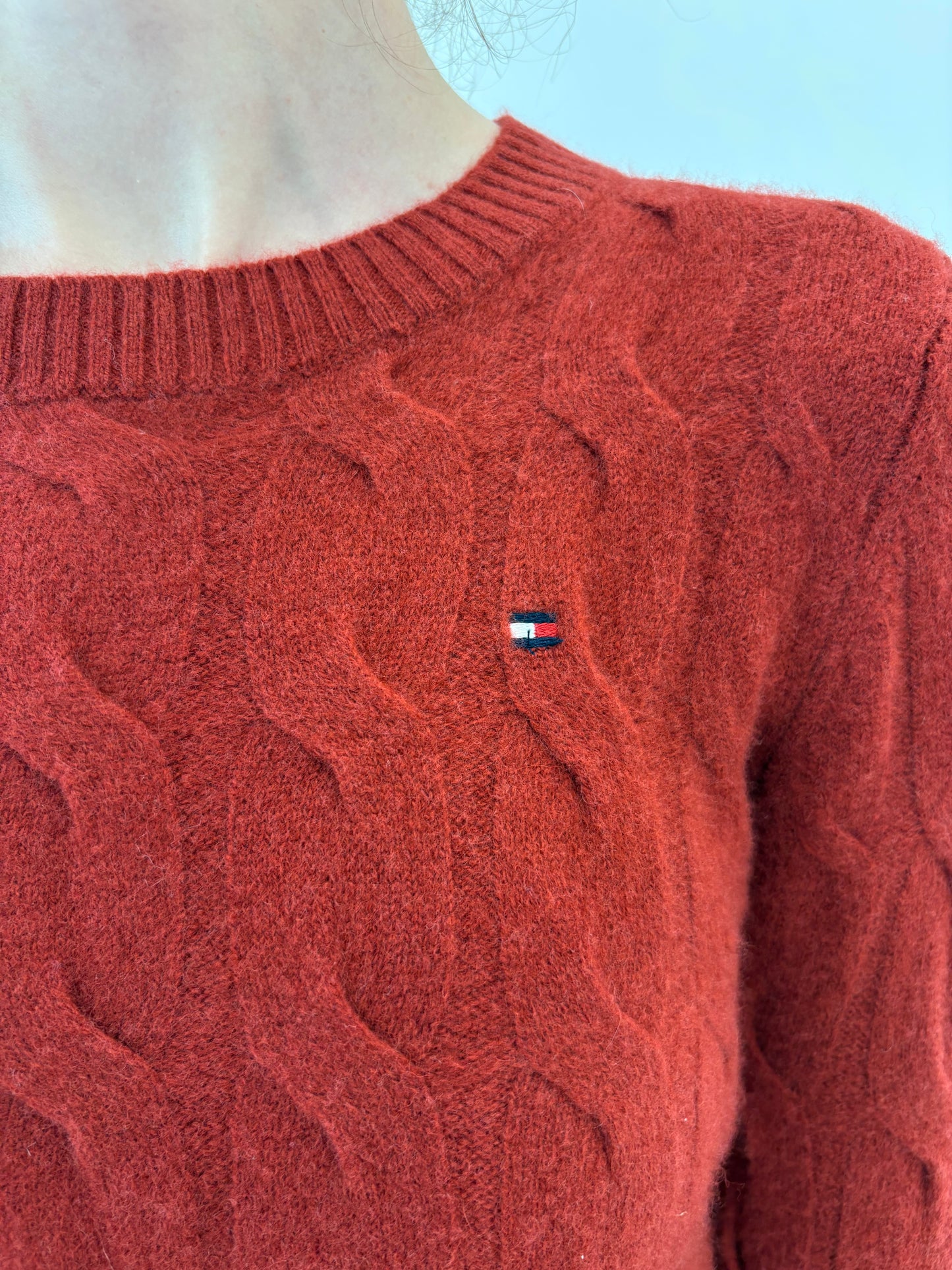 Pulover Tommy Hilfiger din lana extrafina de gramaj mare cu torsade