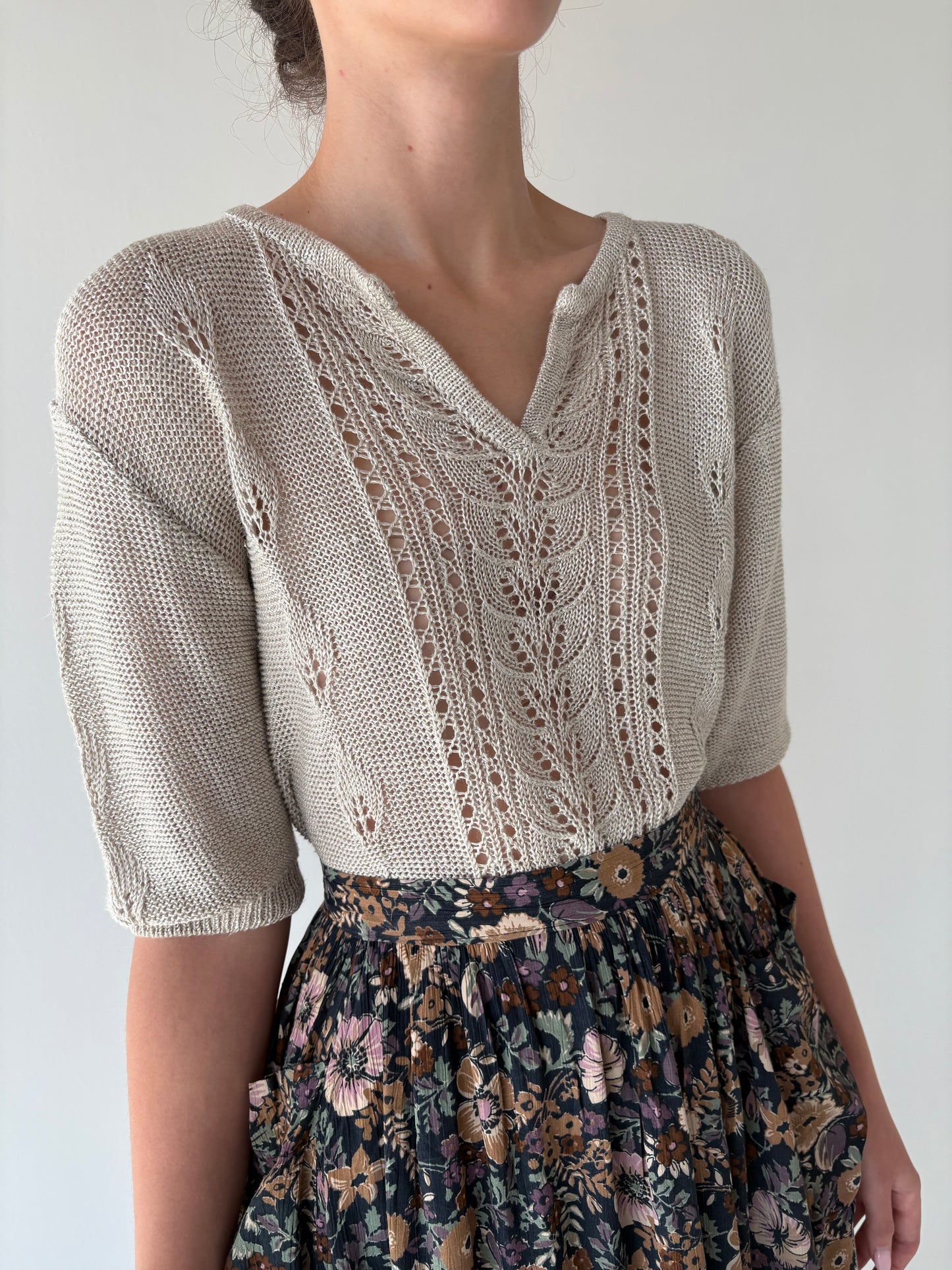 Top italian light nude din jerse excepțional de in cu vâscoza