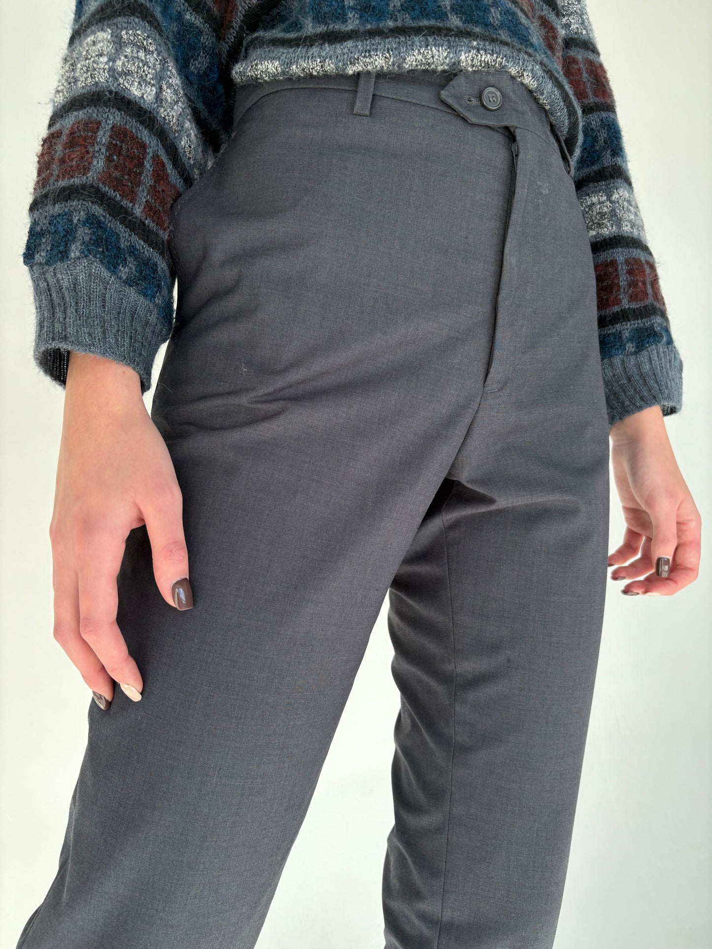 Pantaloni steel gray din lana extrafina petite