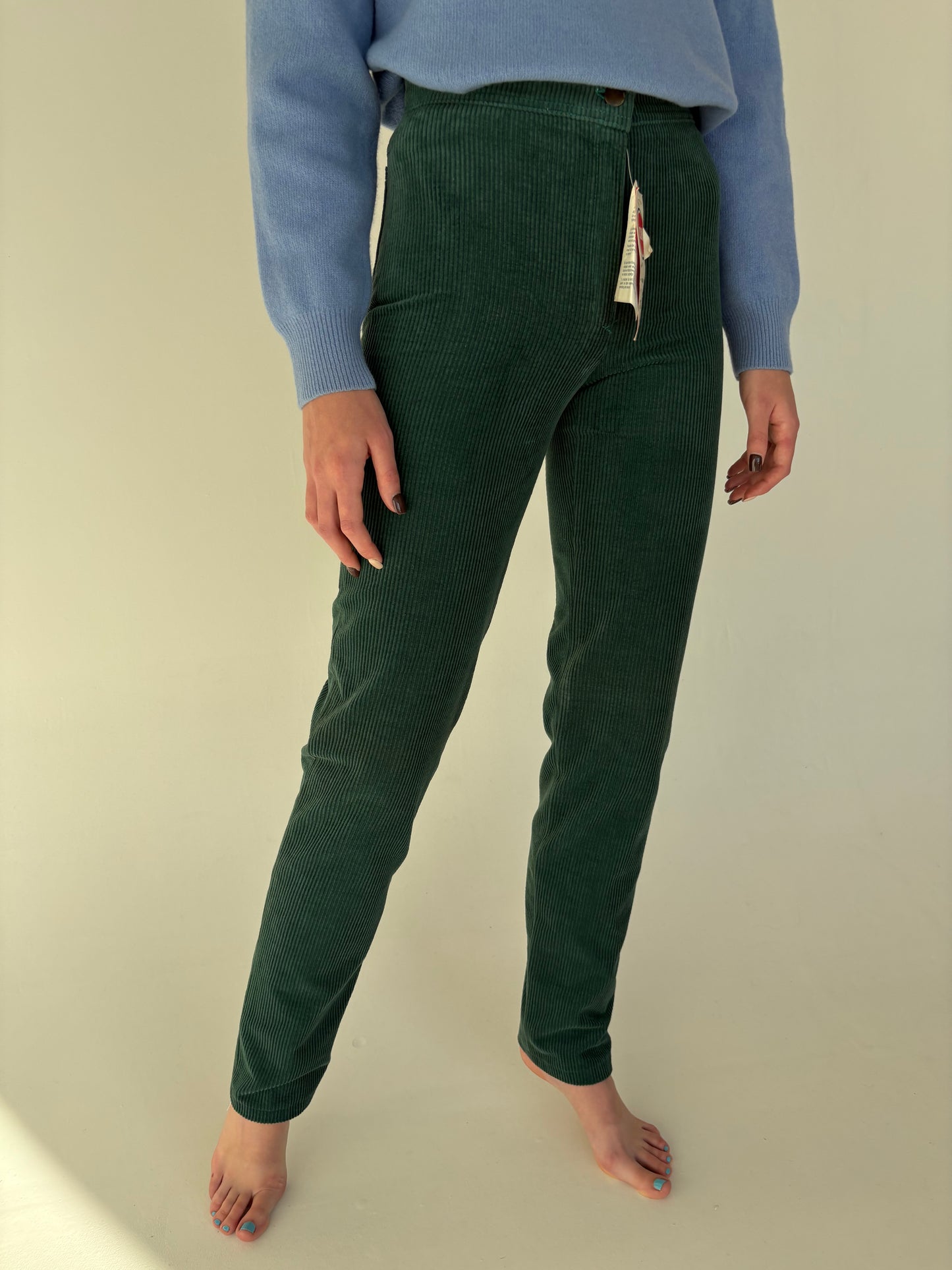 Pantaloni luxury Colmar noi sport cu etichetă din corduroy forest green