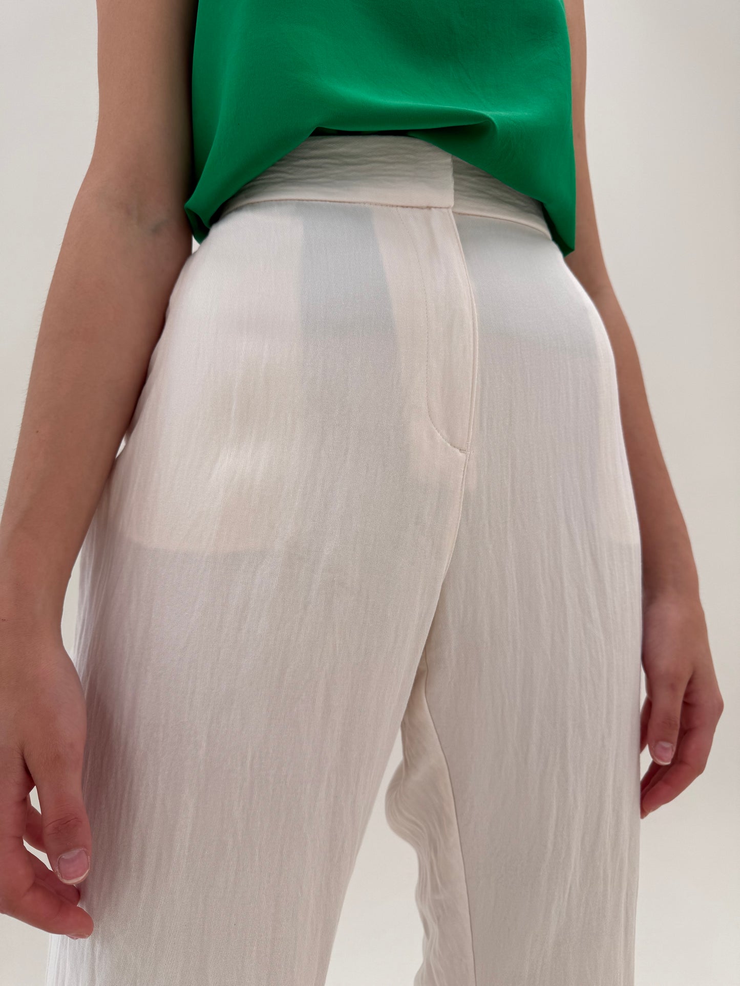 Pantaloni palazzo pink white tall din panzica no iron