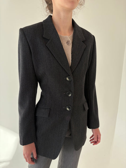 Sacou italian excepțional în croi lung ușor cambrat din lana extrafina