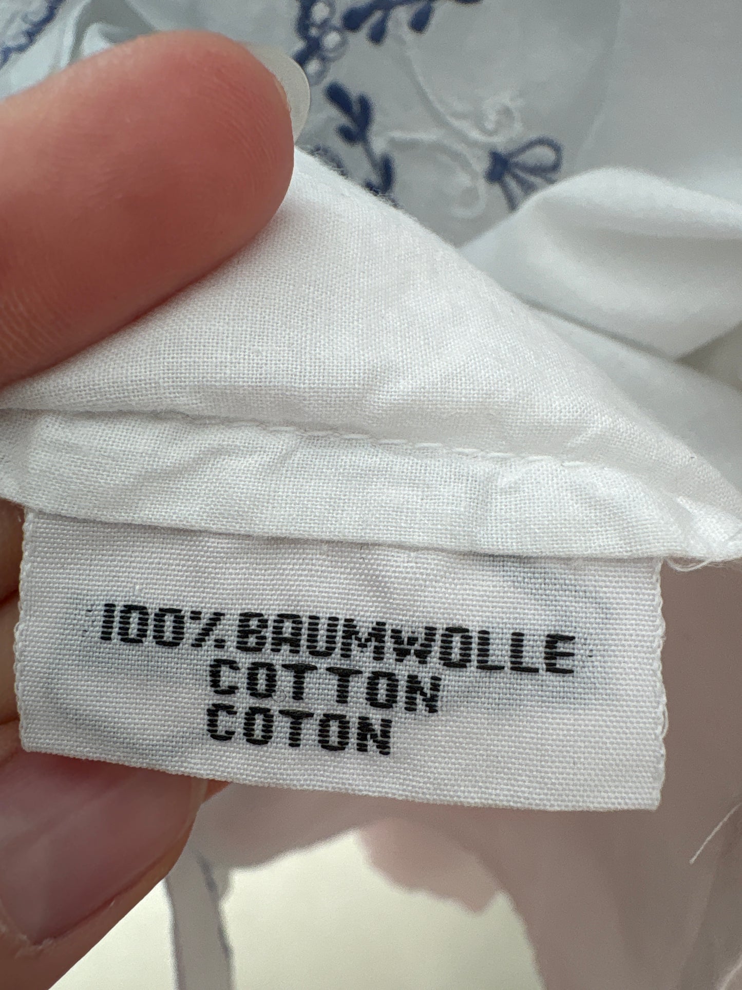 Cămașa vintage din panzica de bumbac cu broderie excepțională albastru regal