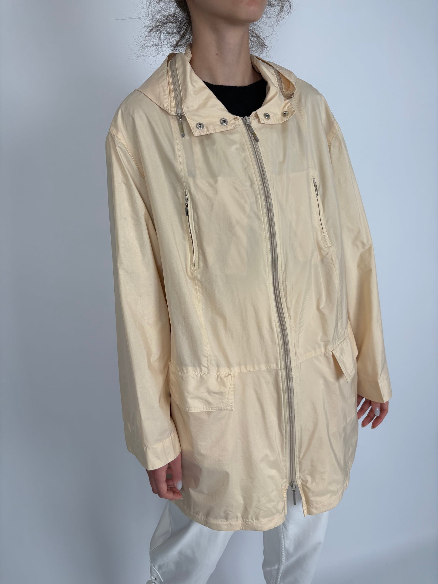 Trench premium de vară impermeabil cu glugă detașabilă light nude