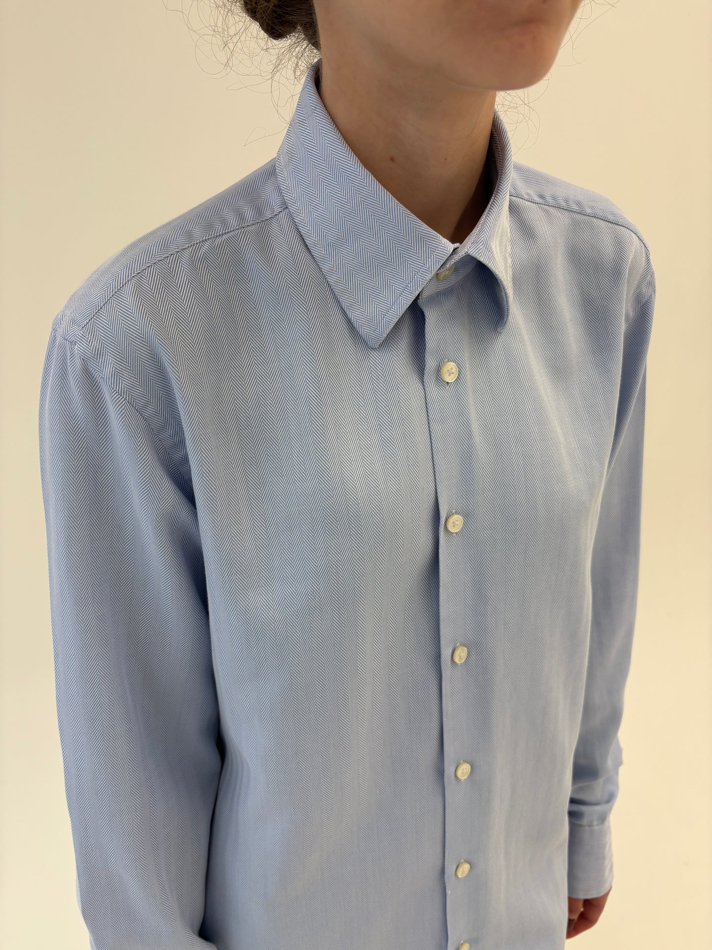 Cămașa Hugo Boss din poplin excepțional gros baby blue