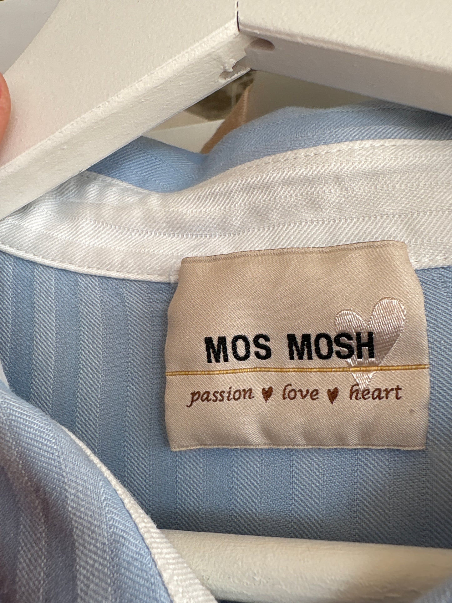 Cămașa de brand premium Mos Mosh baby blue din poplin gros