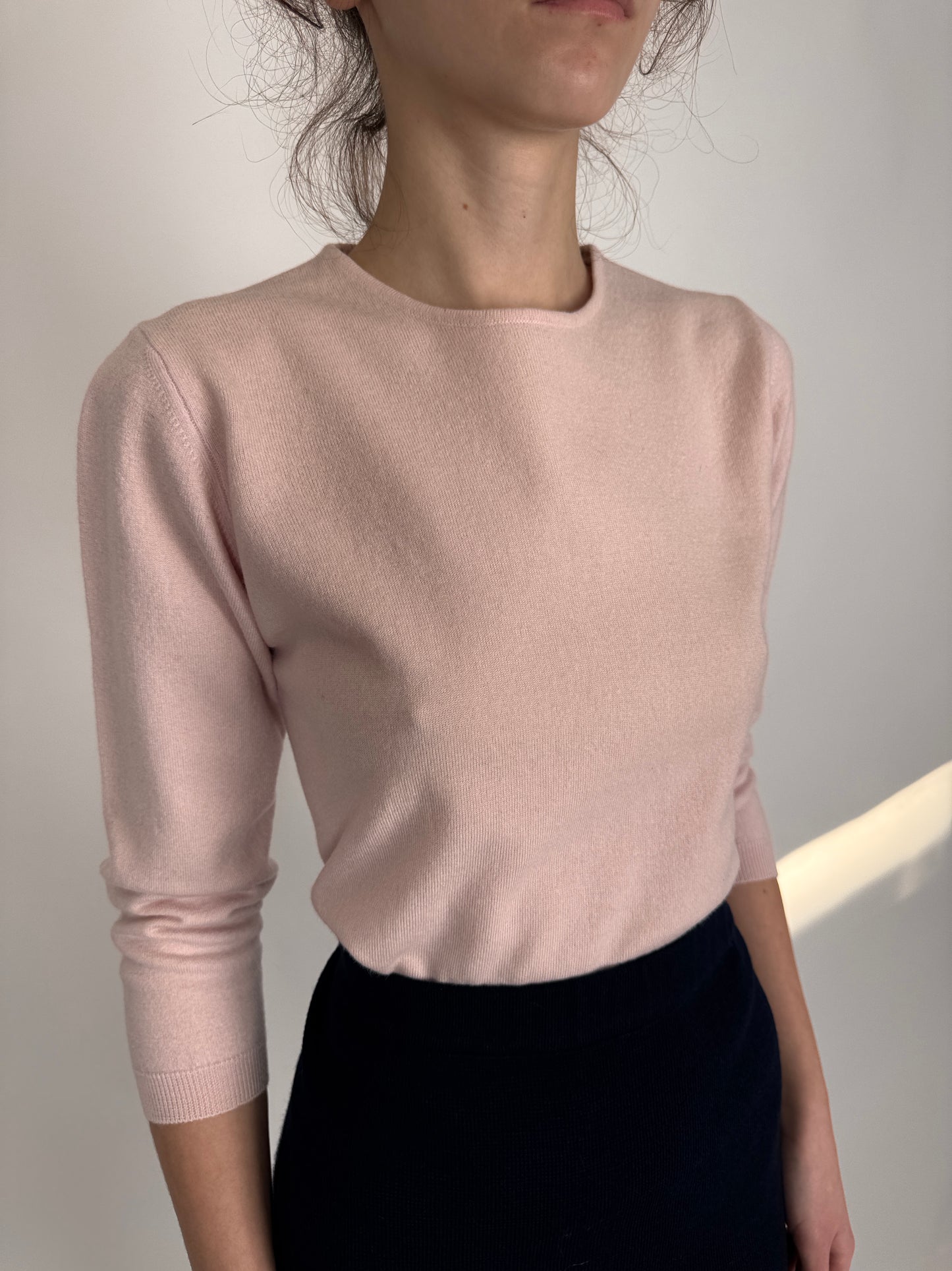 Pulover italian petite baby pink din lana merino extrafina
