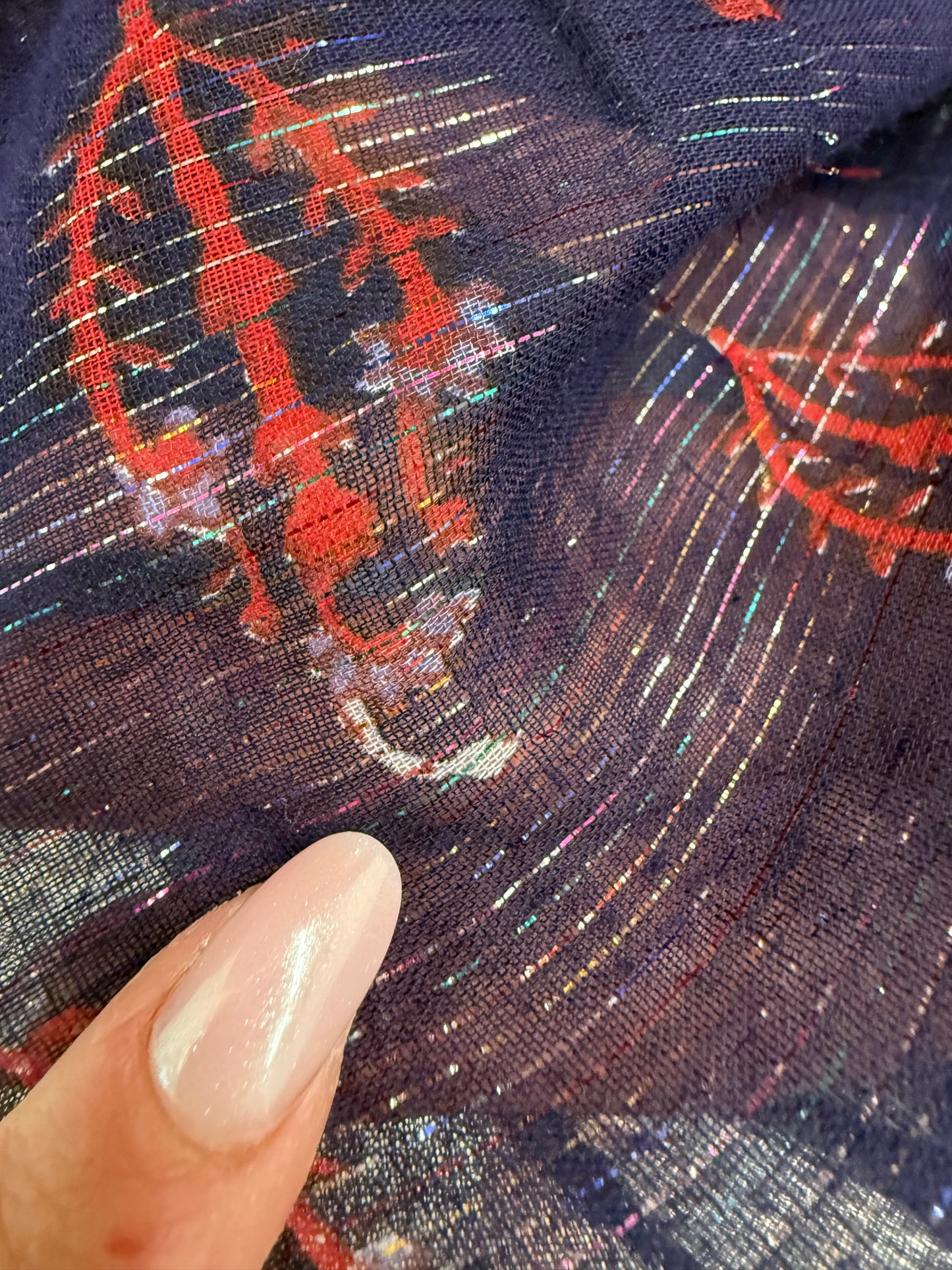 Fustă vintage spectaculoasă din cea mai fină panzica cu inserții de lurex din argintiu