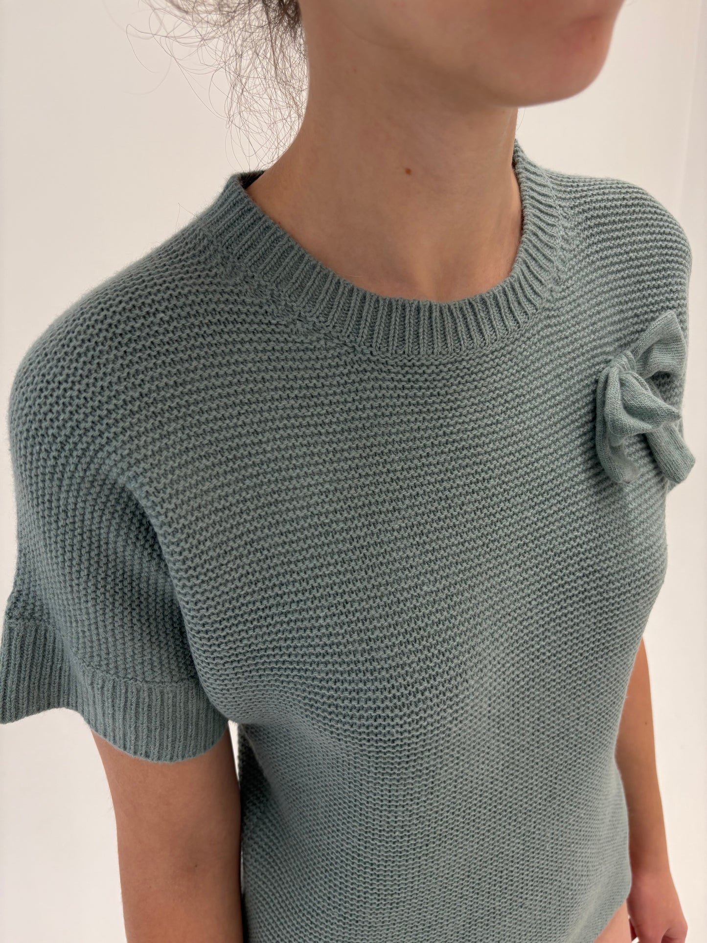 Top Sage green luxury din lana extrafina de gramaj mare