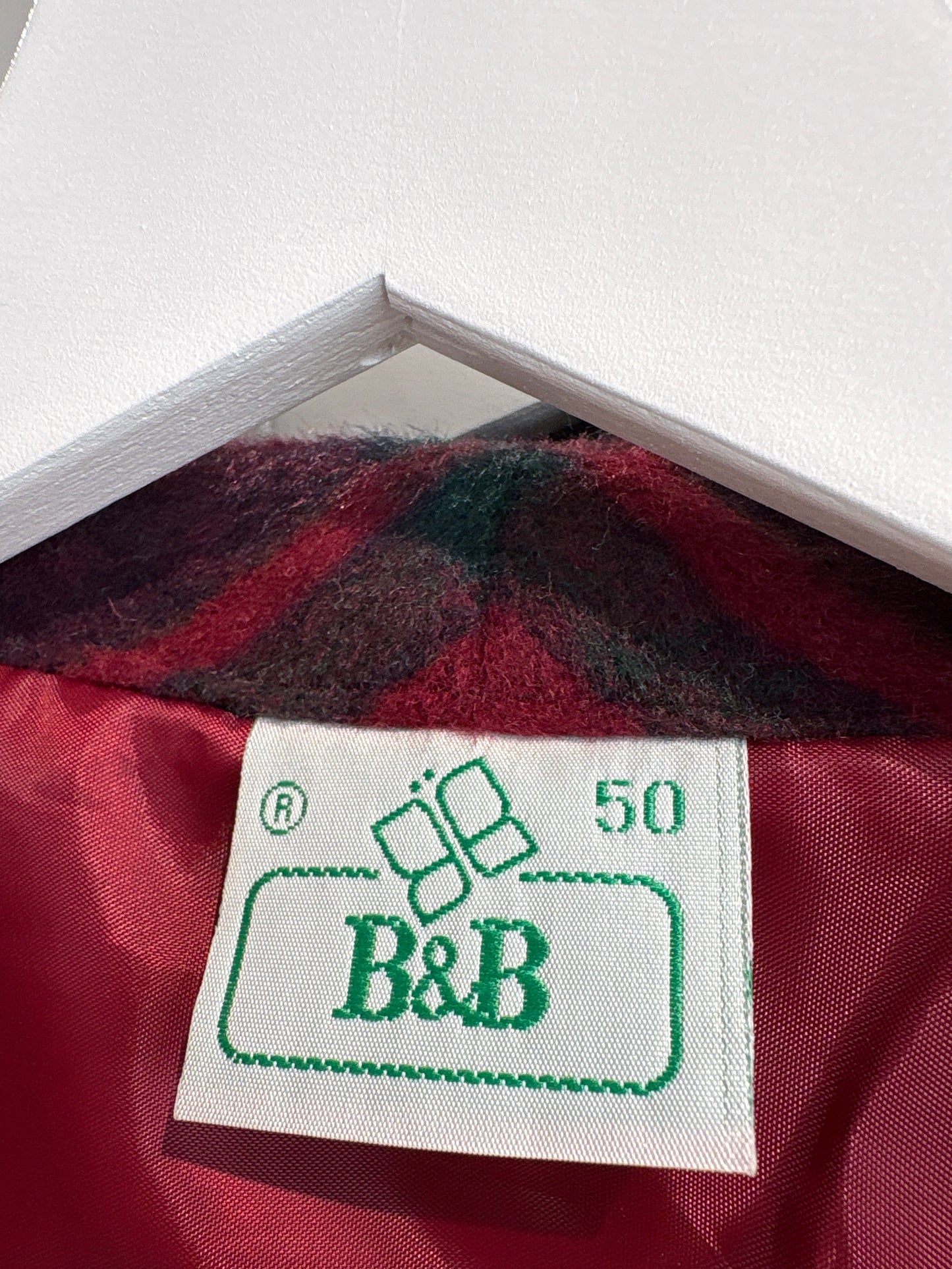 Sacou burgundy cu cordon din tweed extrafin plin de lana