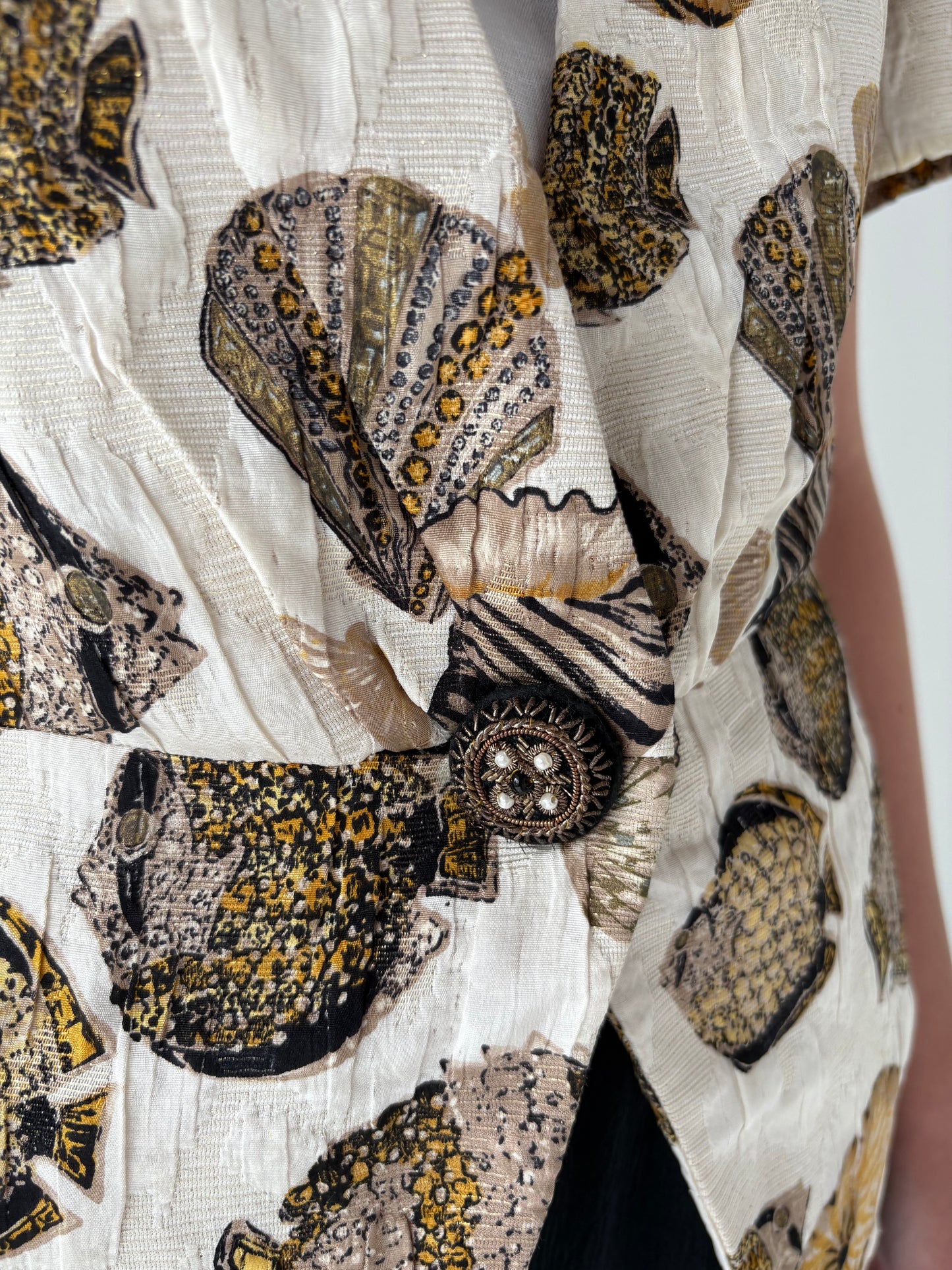 Sacou vintage cambrat superb cu print marin pe jacquard de vară