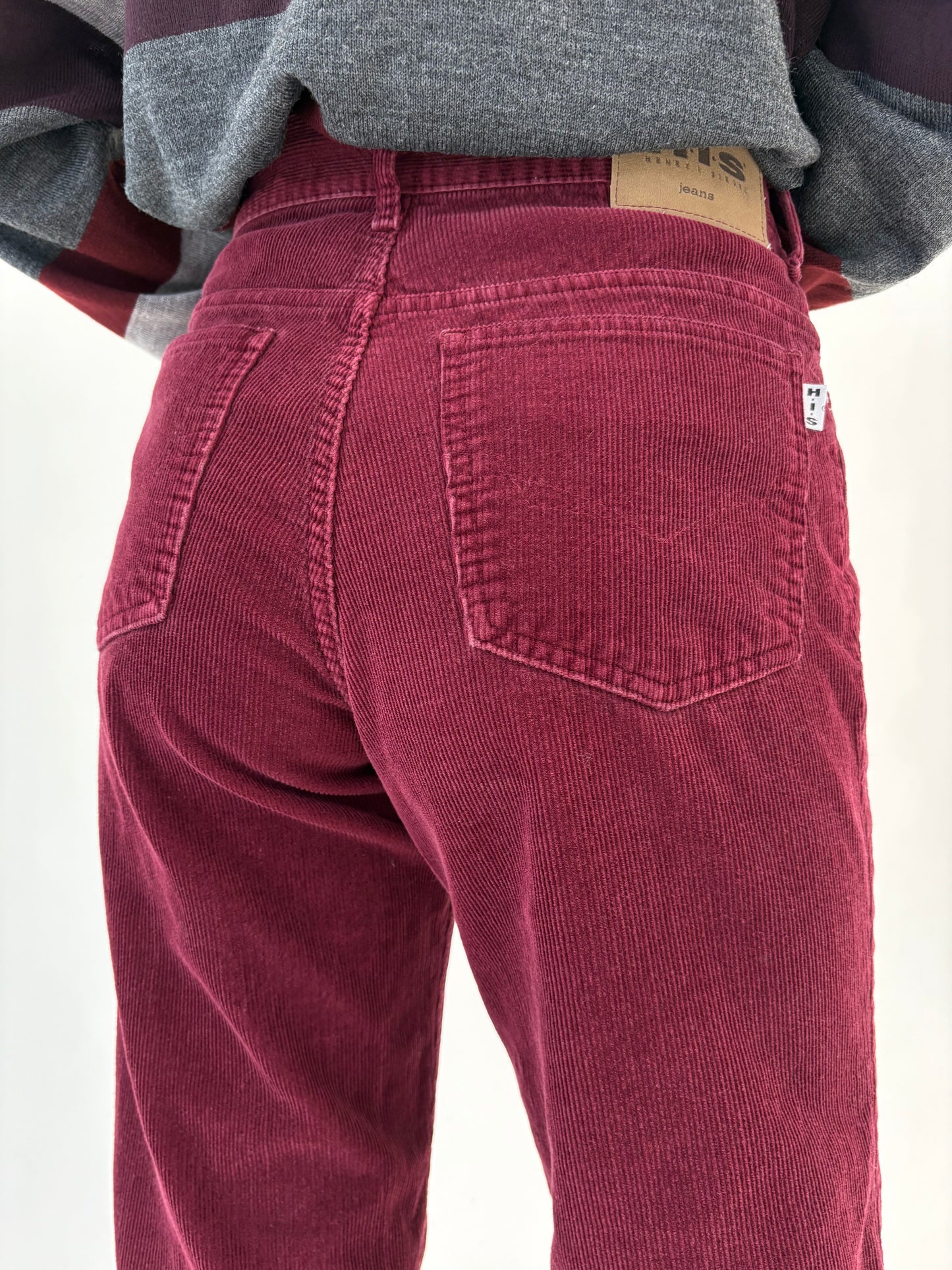 Pantaloni burgundy tall din corduroy