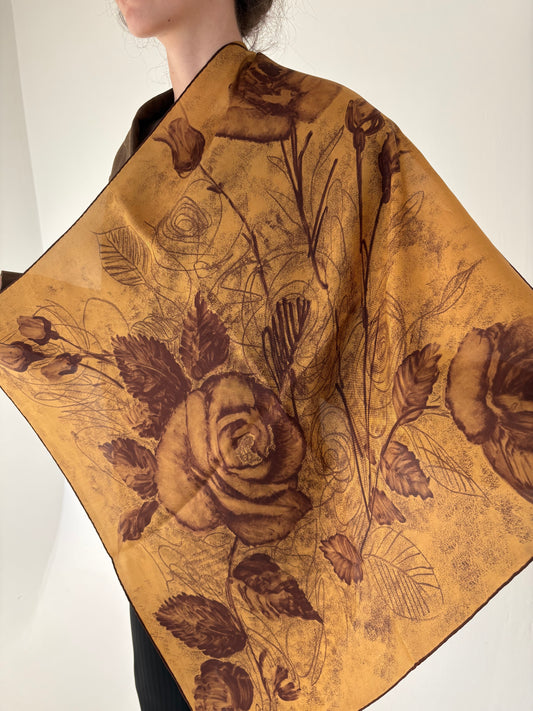 Eșarfă cu print floral superb din mătase naturală