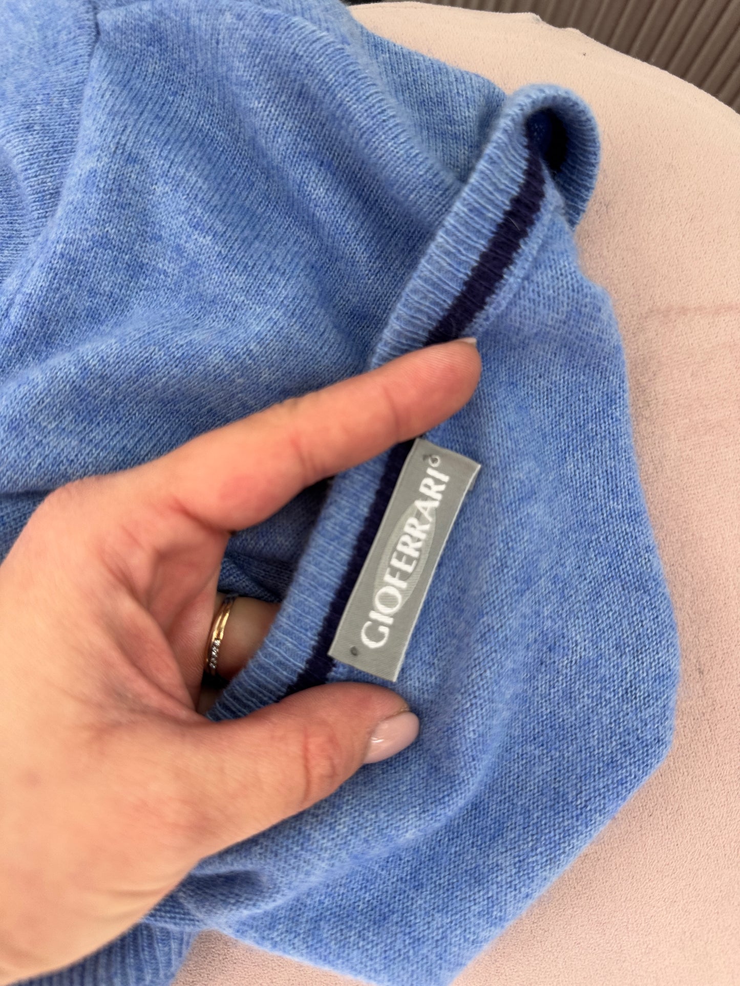 Pulover tall în anchior baby blue din mix de lana cu cașmir