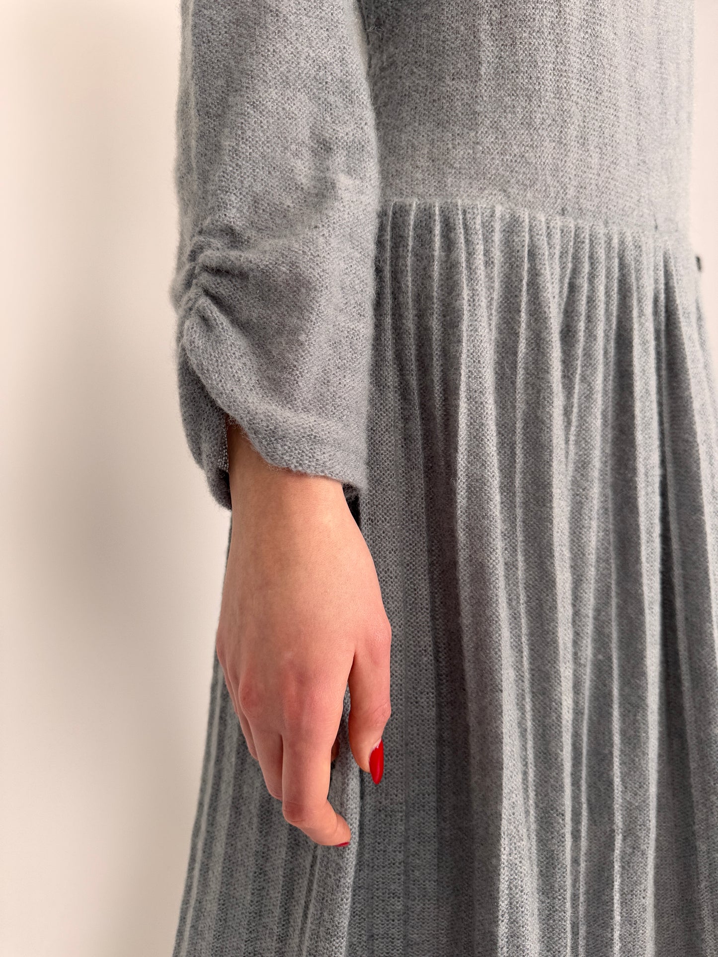 Rochie vintage cloud gray din mix de lana extrafina