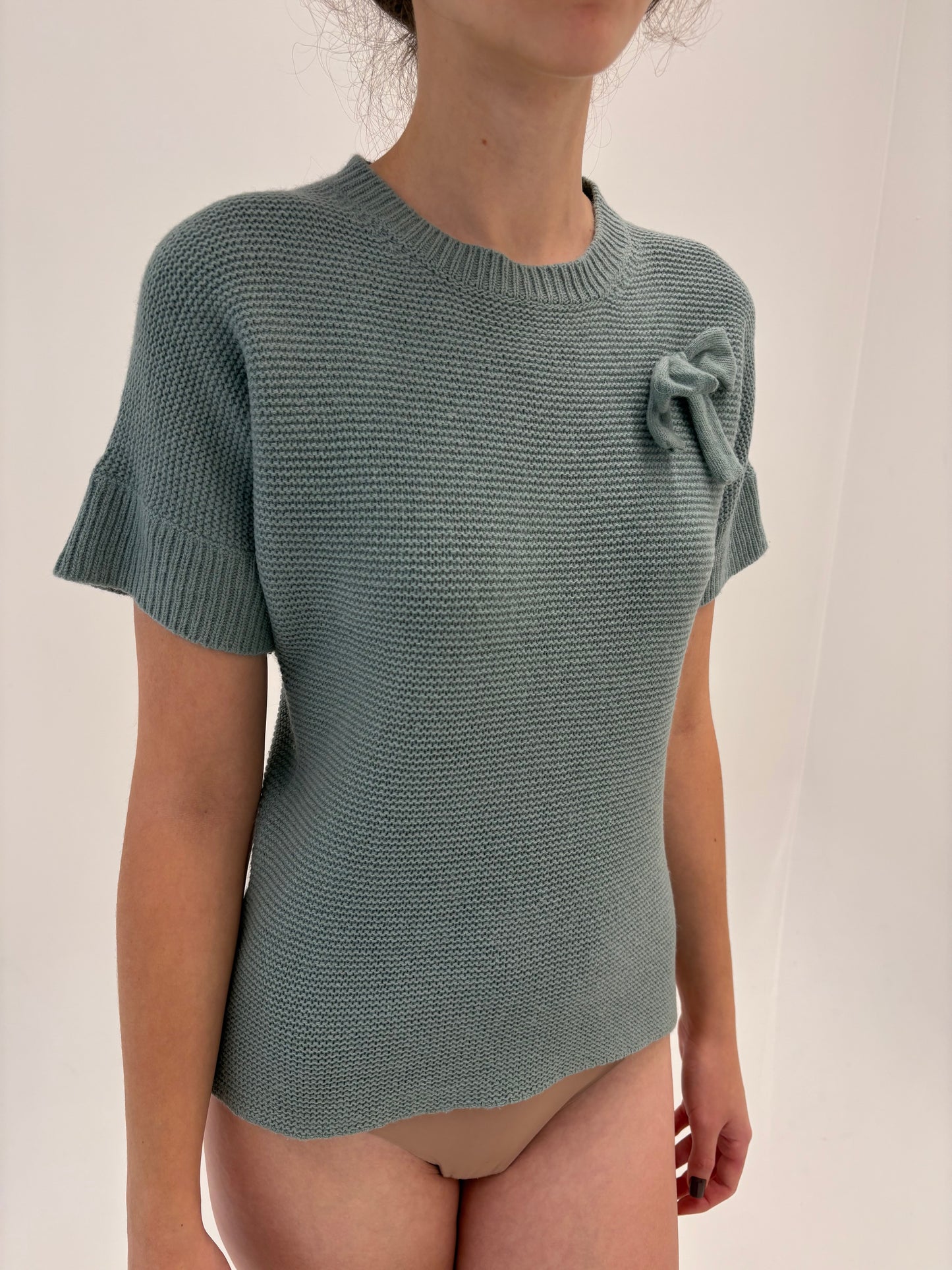 Top Sage green luxury din lana extrafina de gramaj mare