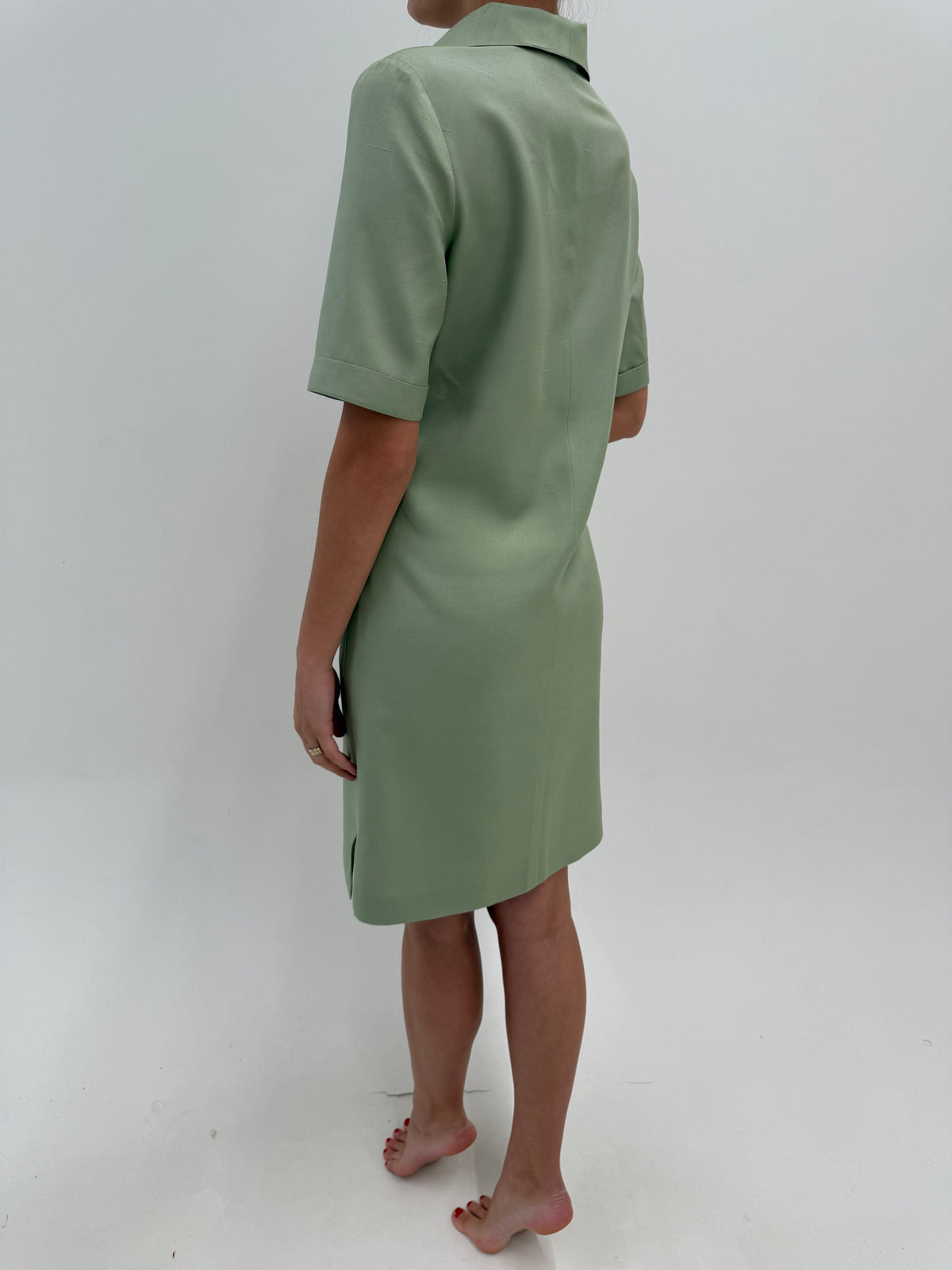 Rochie vintage de designer italian din stofita extrafina light green in croi retro modern